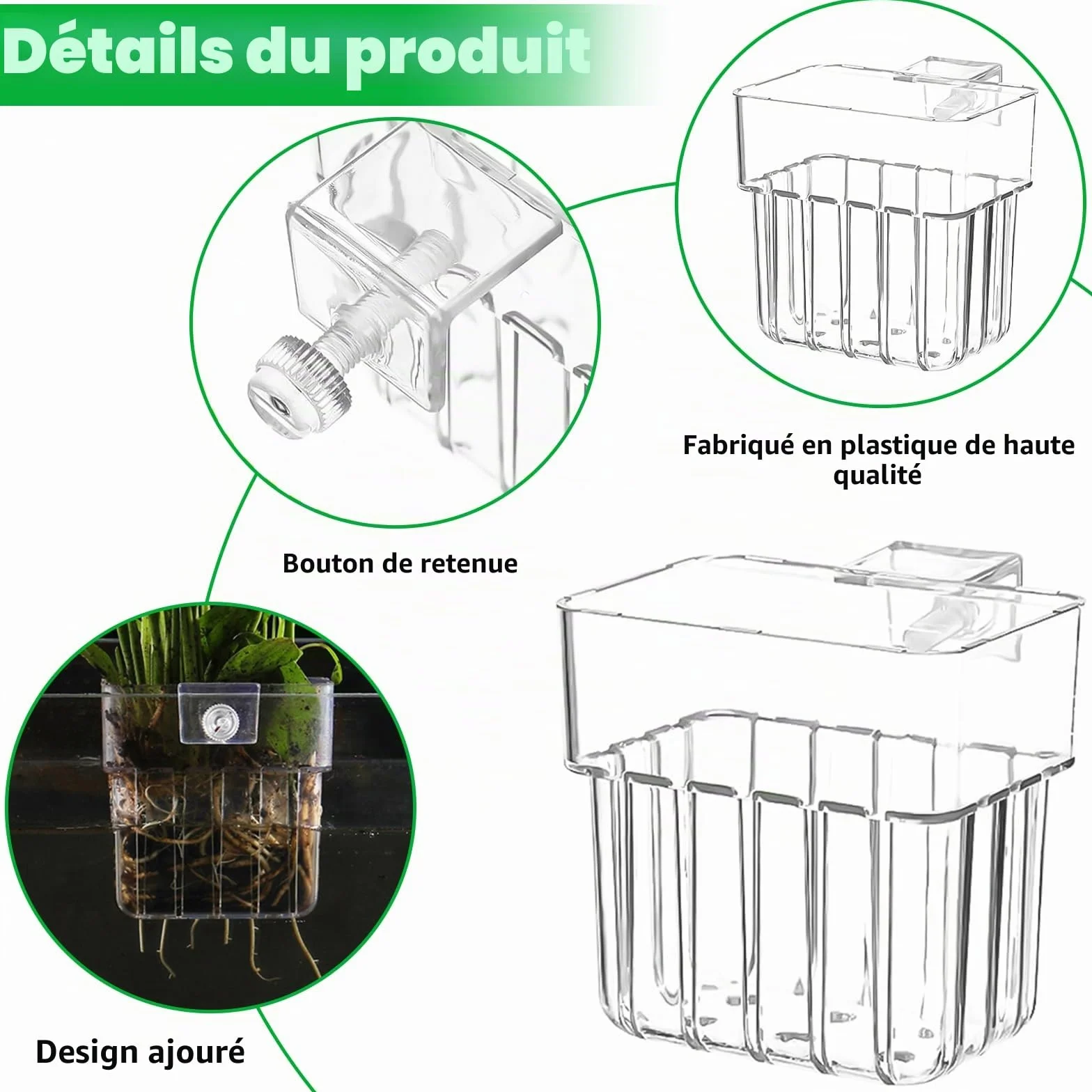 Support de Plante D'Aquarium Transparent, 4 Stück, Suspendu pour Aquarium Aquascape Décoration