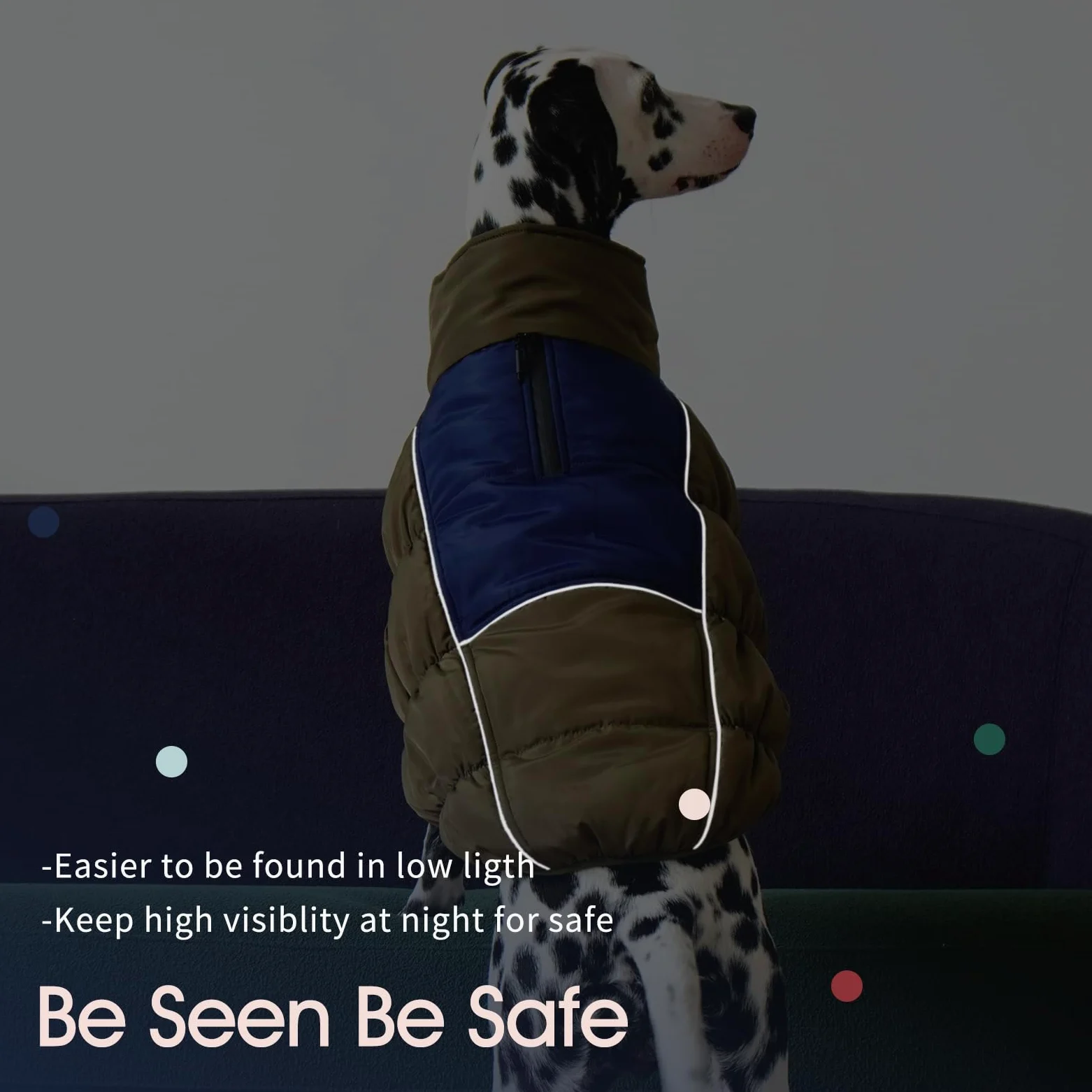 IECOii Manteau de neige imperméable XXL avec doublure en polaire, col roulé réfléchissant, fermeture éclair pour grands chiens