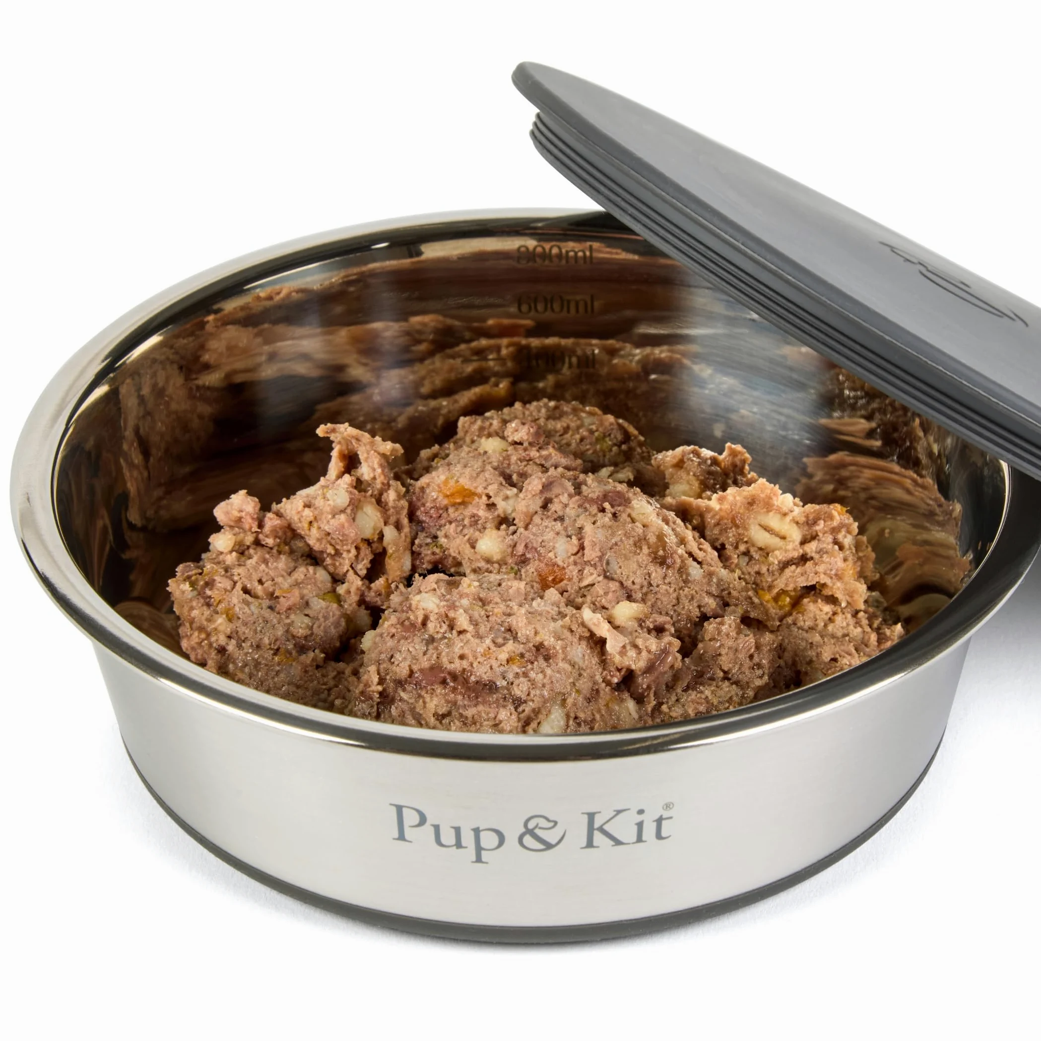 Pup & Kit Lid-it Gamelle pour chien avec couvercle en silicone – Gamelle antidérapante en acier inoxydable – Passe au lave-vaisselle – Idéale pour le stockage des aliments, la préparation des repas et