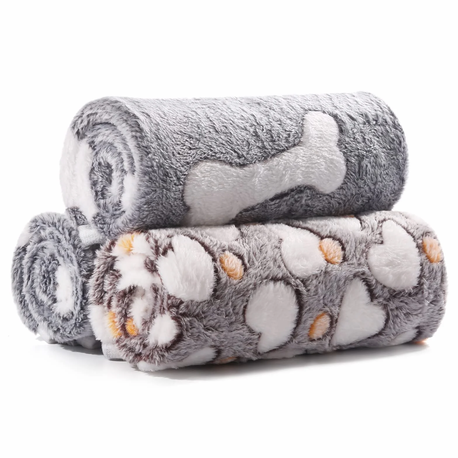 COMSLE Couverture pour Chien Chat Pelucheuse Lavable Lot de 3 Plaid Polaire 40x60cm Gris