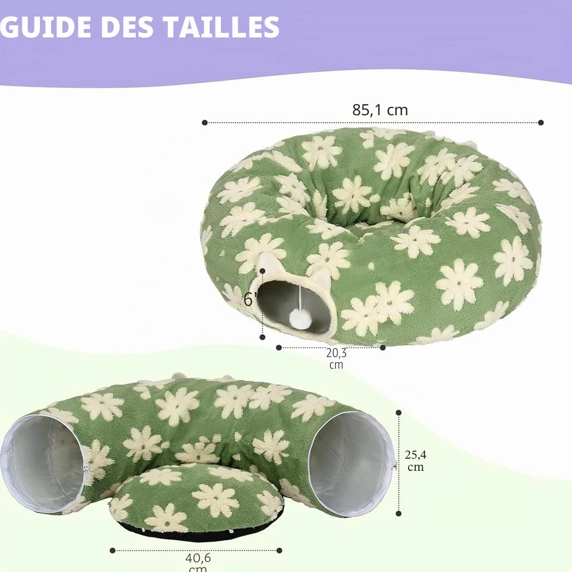 ERNAN Tunnel Pliable pour Chat - Tunnel de Jeu et Tunnel d'éveil pour Chatons, Chiots, Lapins, Petits Chiens (Green)
