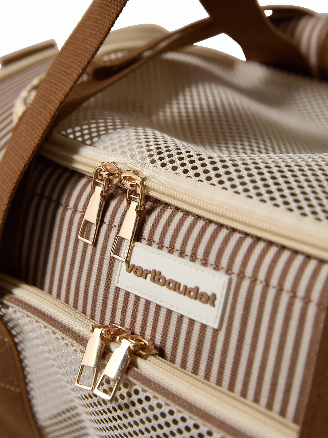VERTBAUDET Sac à Dos Transport Animal rayé Beige