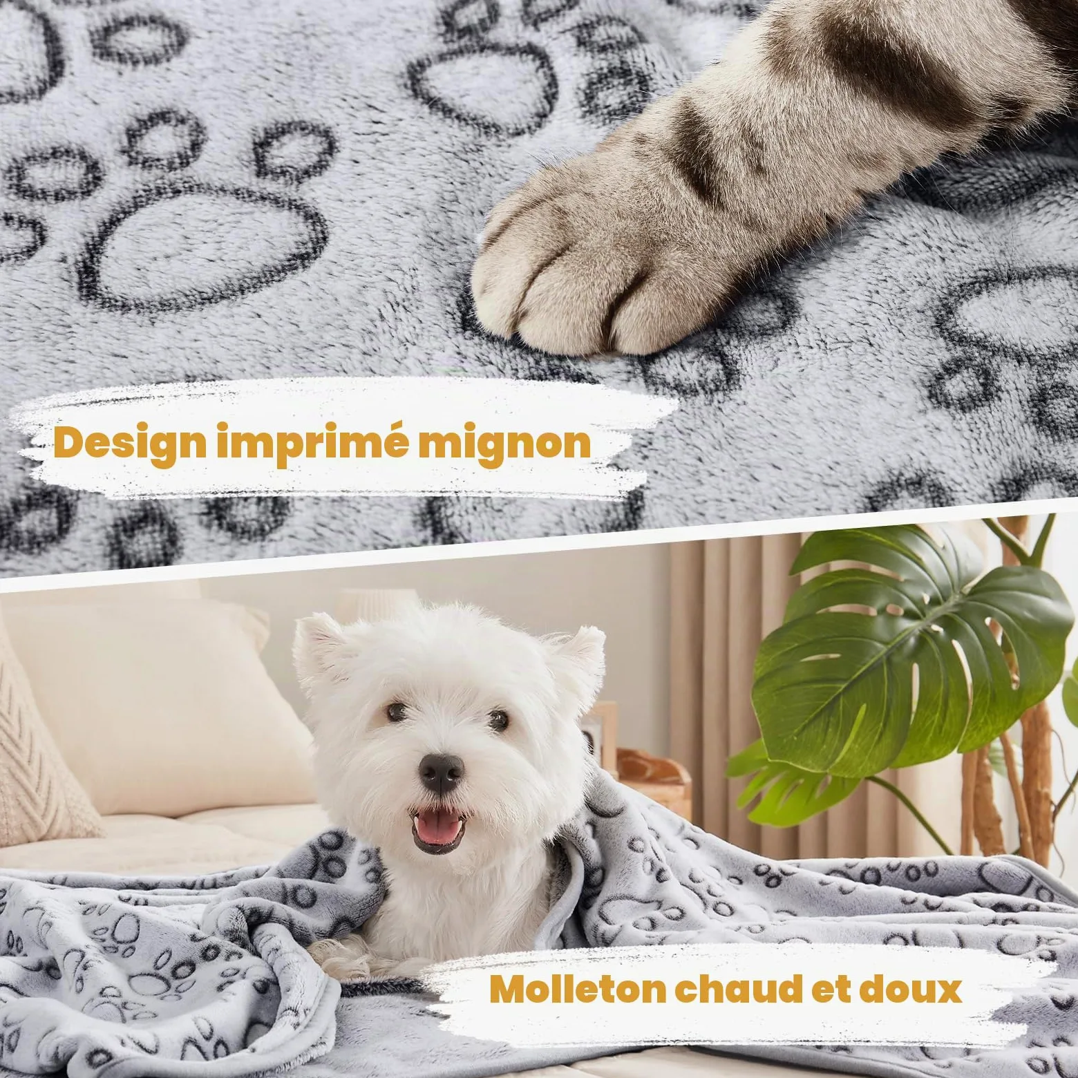 Lot de 3 couvertures en Polaire Douce pour Petit Chien et Chat de Taille Moyenne – Cadeau Essentiel pour Chat et Chiot – Gris – Taille L (104,1 x 78,7 cm)