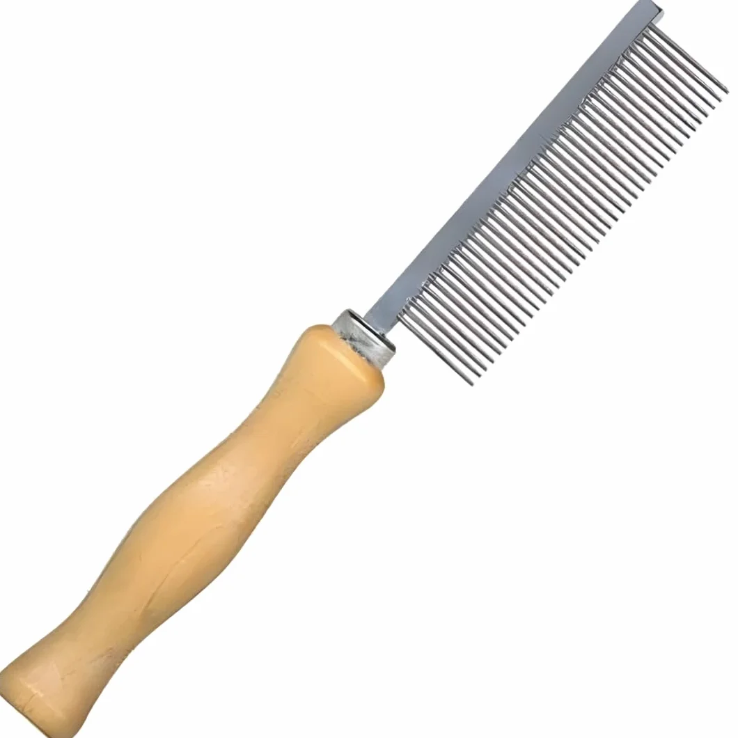 Peigne Anti-Puces avec Manche en Bois pour Chien et Chat – 16,7 cm