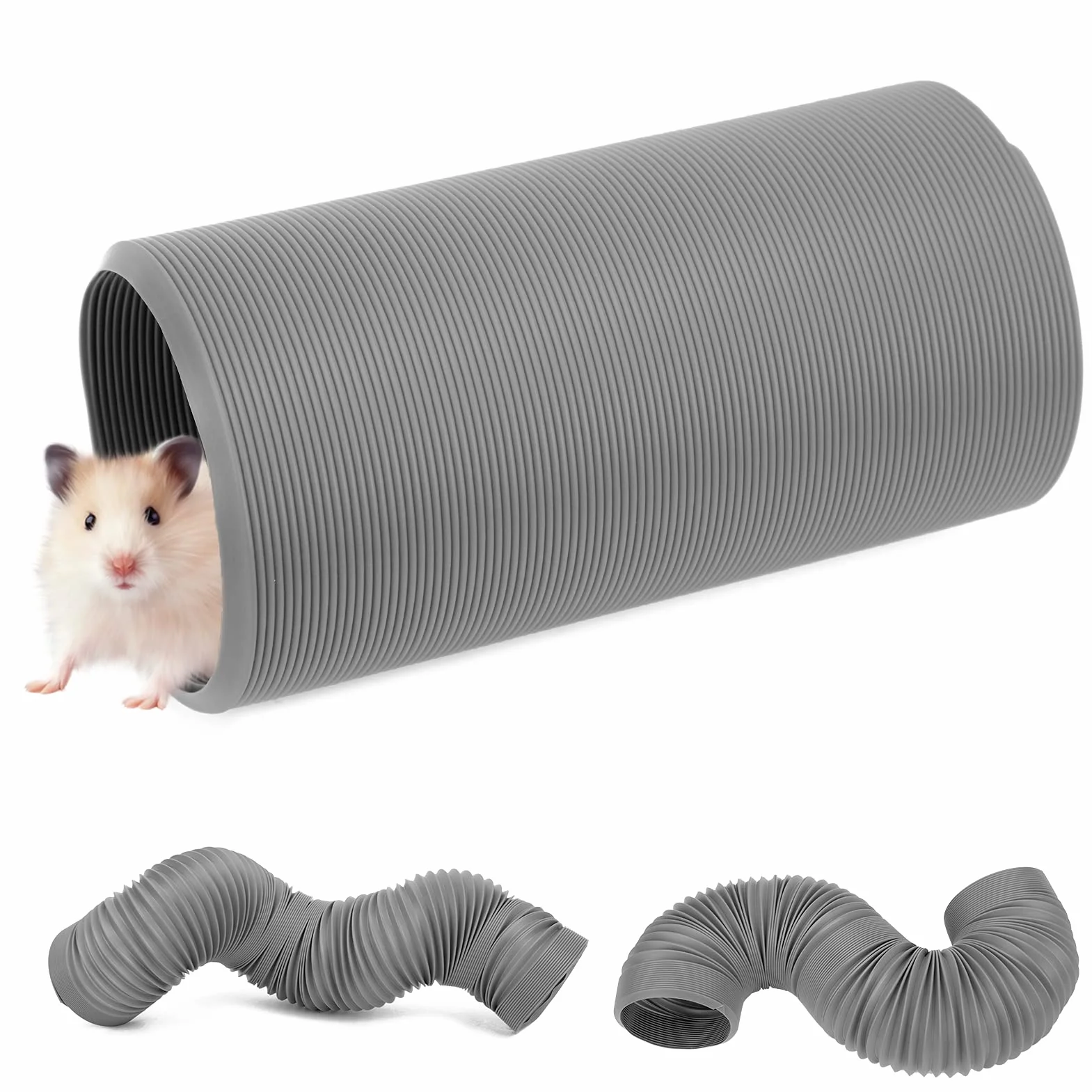 Tunnel rétractable pour Animaux de Compagnie, Tunnel de Jeu pour Petits Animaux Jouet de Tunnel rétractable pour Vison Cochon d'Inde marmotte hérisson Chinchilla(Gris)