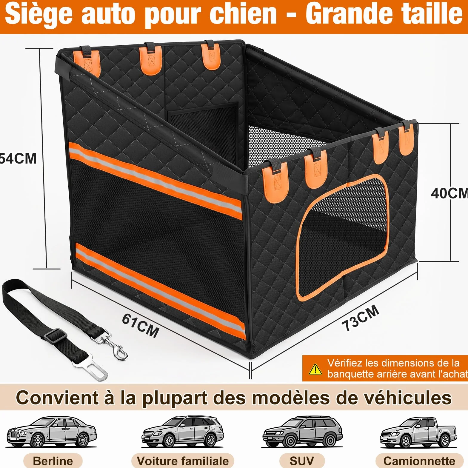 XBEN Siège Auto Chien Extra Stable 50% Espace Panier Voiture avec Fenêtres Filet Transport Arrière 68 KG