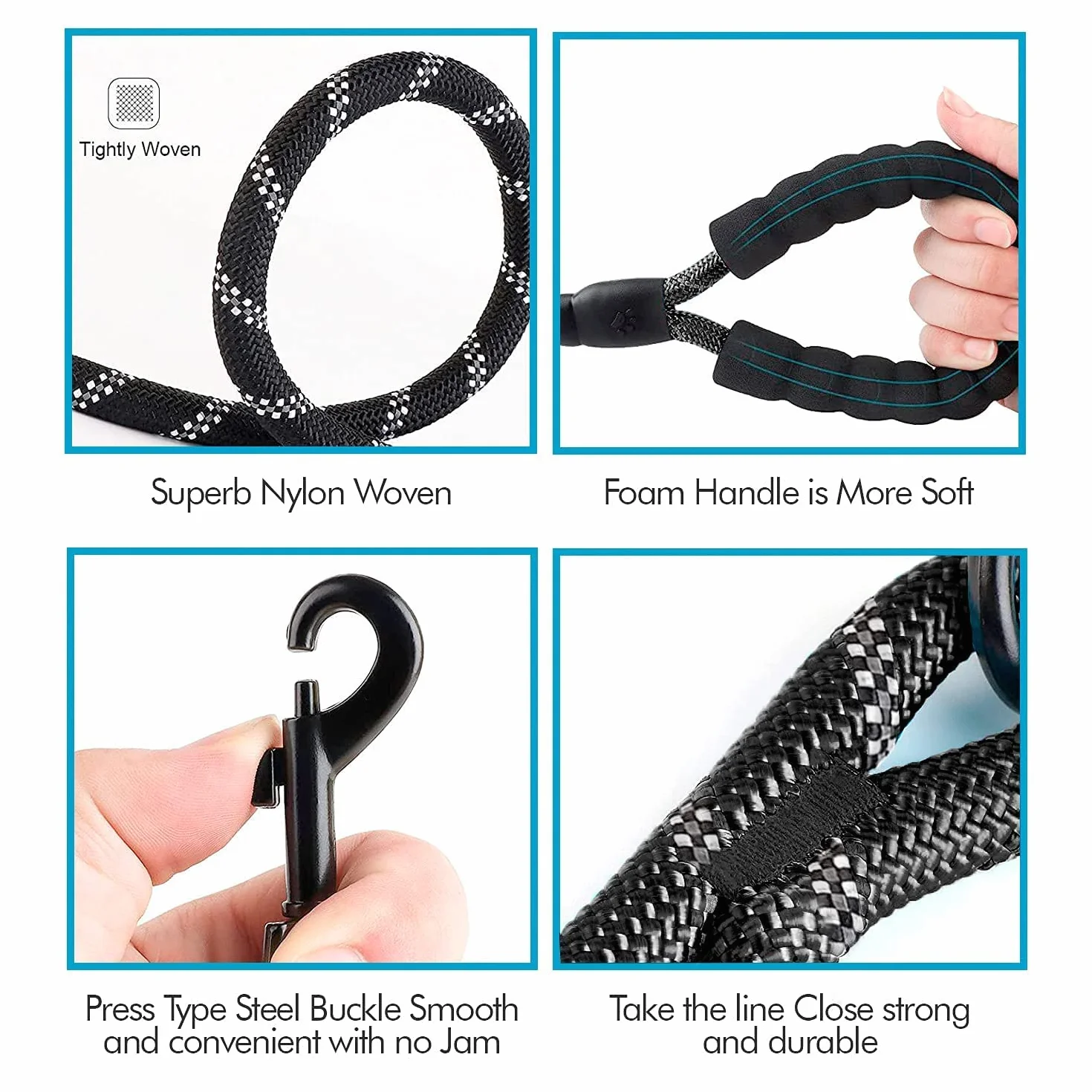 Laisse Chien Rembourrée Poignée Souple 1.5 M Noir EDIPETS