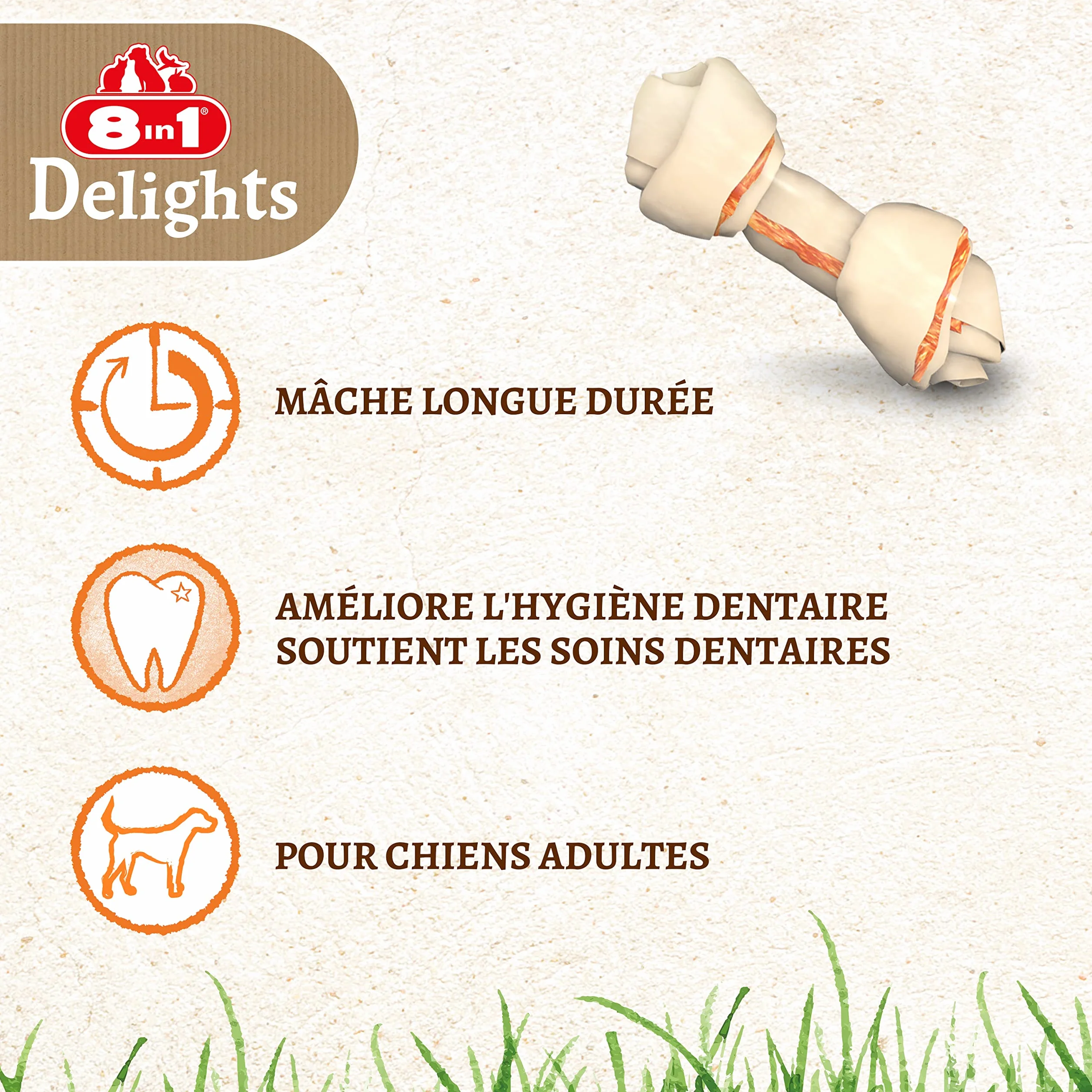 8in1 Delights XS Os à Mâcher garnis de poulet pour Chien de Petite Taille - 7 pièces