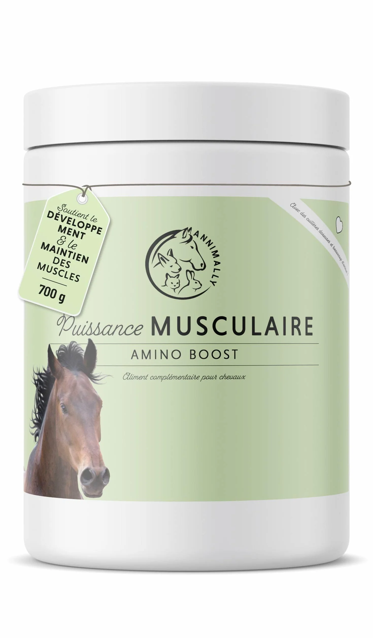 Poudre pour Le développement Musculaire des Chevaux 700g avec protéine de soja, lysine, carnitine, thréonine, méthionine - Complément Alimentaire en acides aminés pour renforcer la Musculature