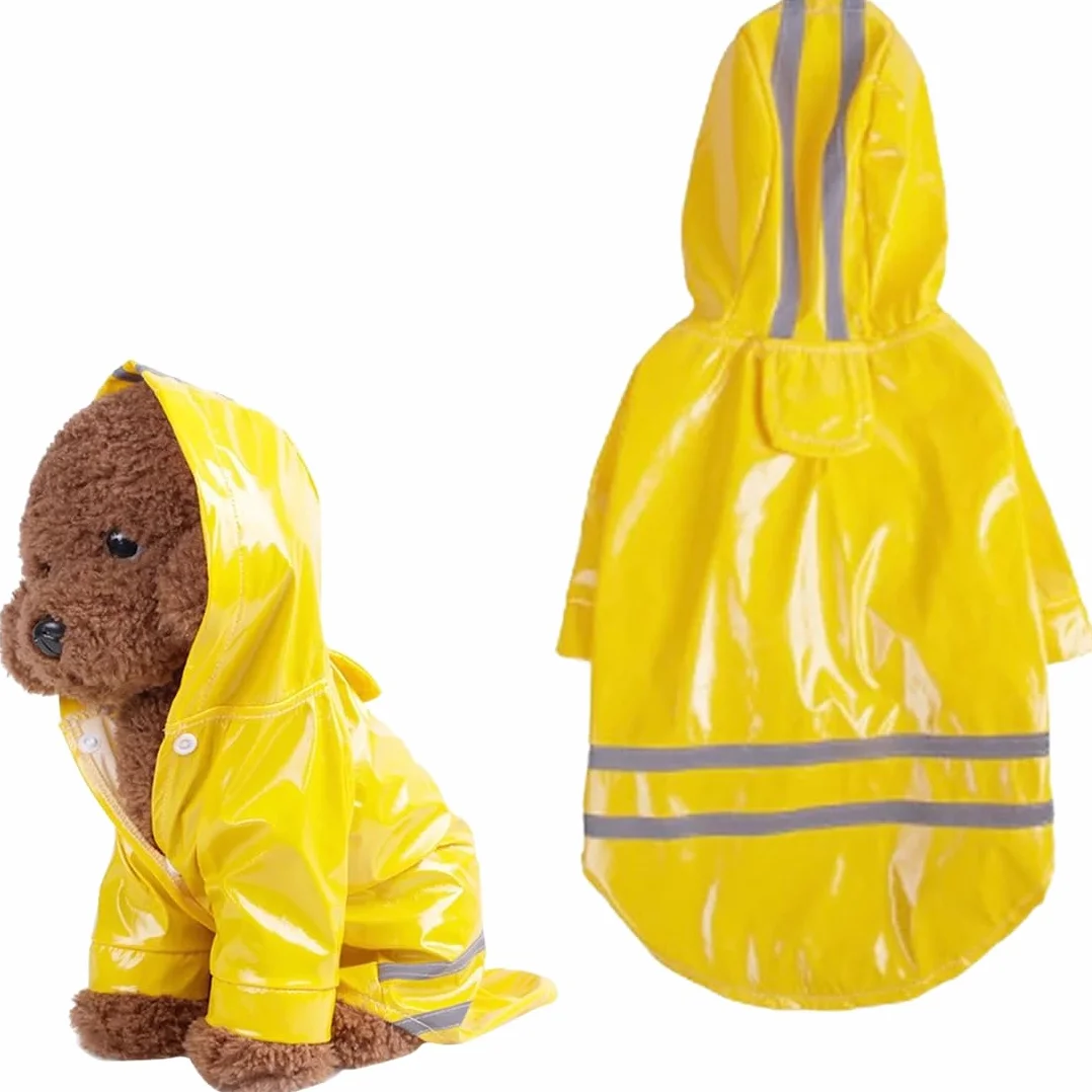 Manteau de Pluie Réfléchissant Imperméable pour Chien avec Capuche, Poncho Léger et Aéré pour Petites et Moyennes Races, Jaune (1.5-2.5 kg)