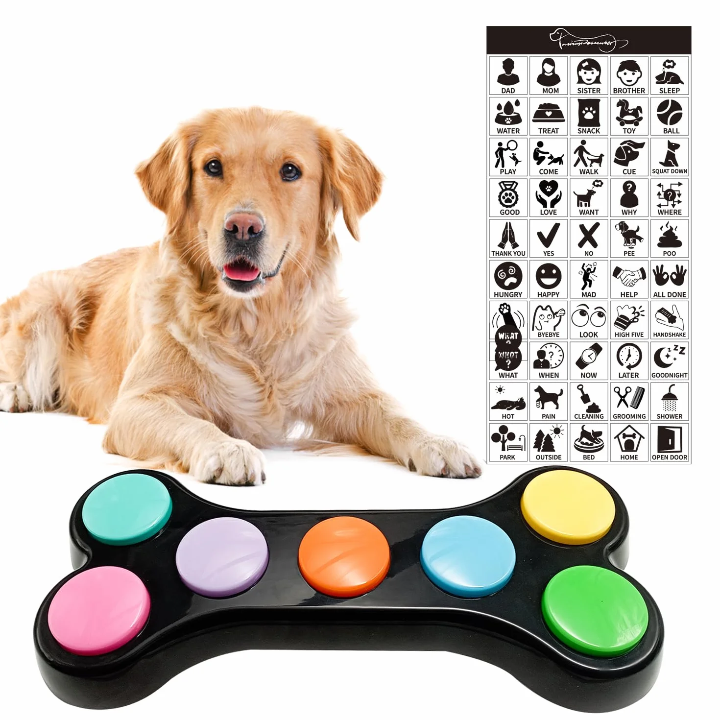 7 en 1 Boutons pour Chien,Boutons de Dressage pour Chien Boutons de Communication pour Chien,Boutons parlants pour Chien,Entraînement des Animaux de Compagnie - Bouton pour la Communication