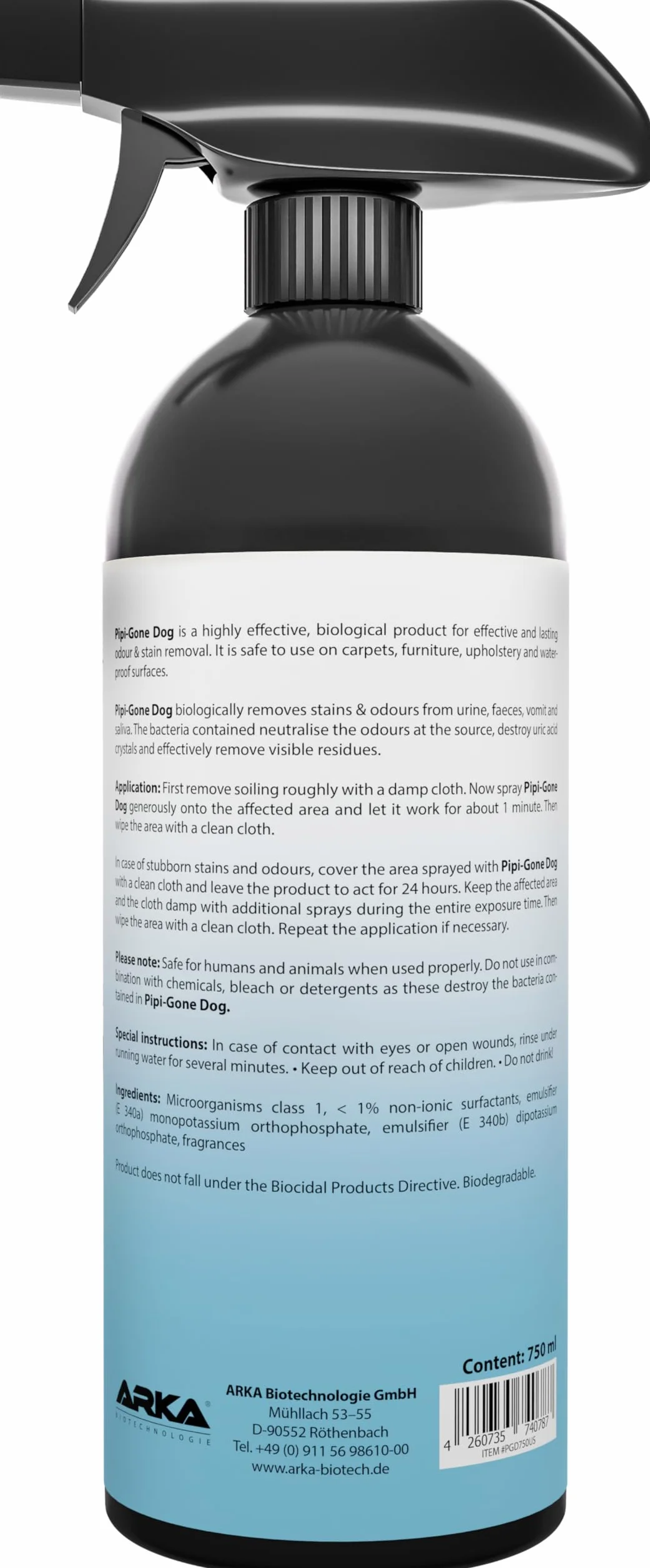 Détachant urine chien 750 ml spray enzymatique extra fort contre odeurs taches urine nettoyant bio textile sol tapis canapé