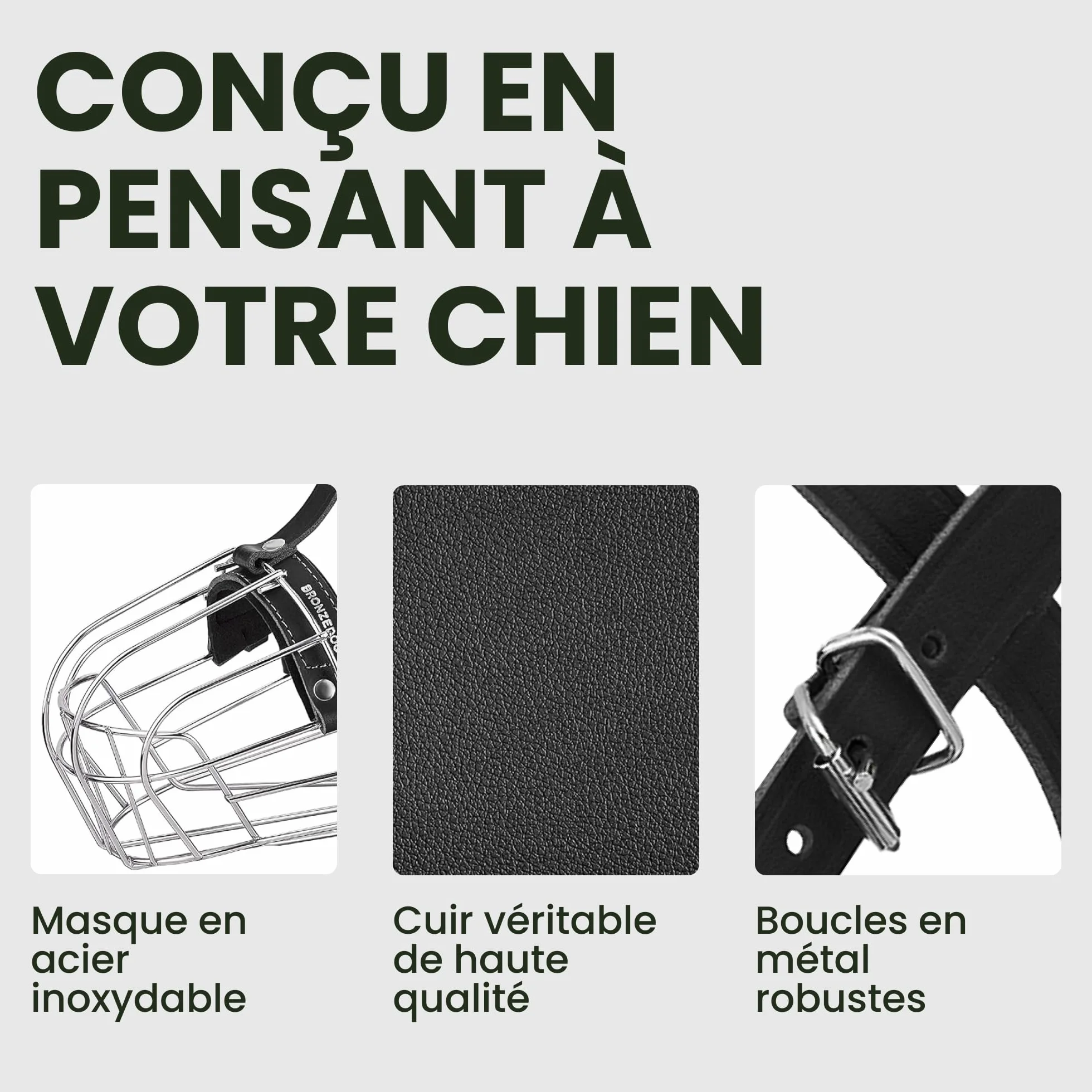 BRONZEDOG Muselière pour Chien en Fil de Fer - Berger Allemand pour Chiens de Taille Moyenne et Grande - Panier en métal Durable pour Mordre, mâcher et aboyer (L)