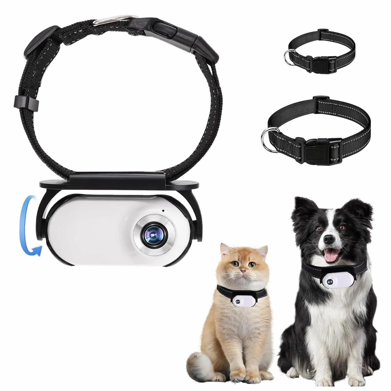 Fabater Caméra pour Collier de Chat, Collier de Suivi de Chien HD 1080P, Mini Caméra d'action pour Enregistrements Vidéo Intérieur/extérieur, Pas de WiFi Nécessaire (White)