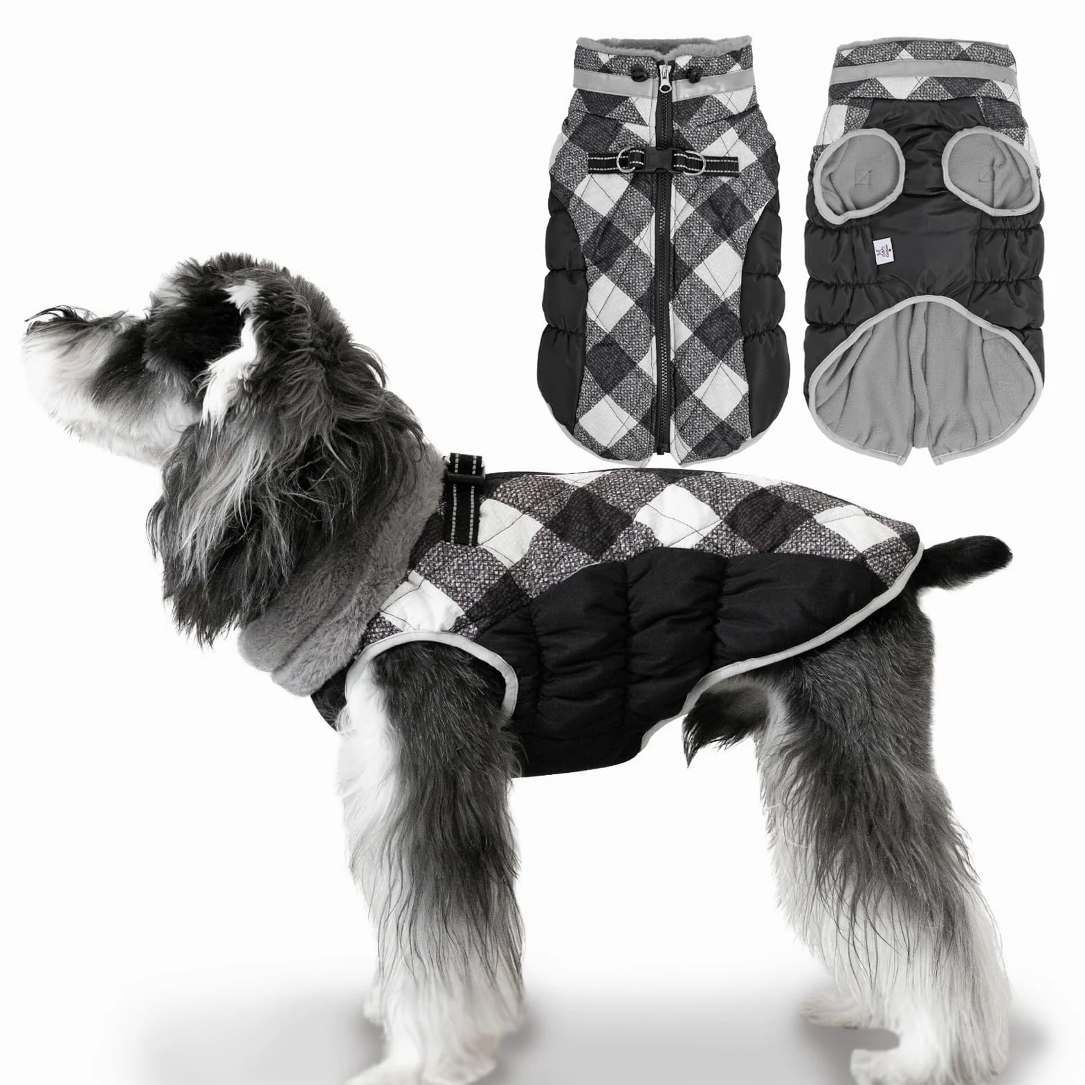 Manteau d'hiver épais et imperméable pour chien - Veste chaude et confortable pour chiens de petite, moyenne et grande taille avec trou pour harnais - YRFN18L