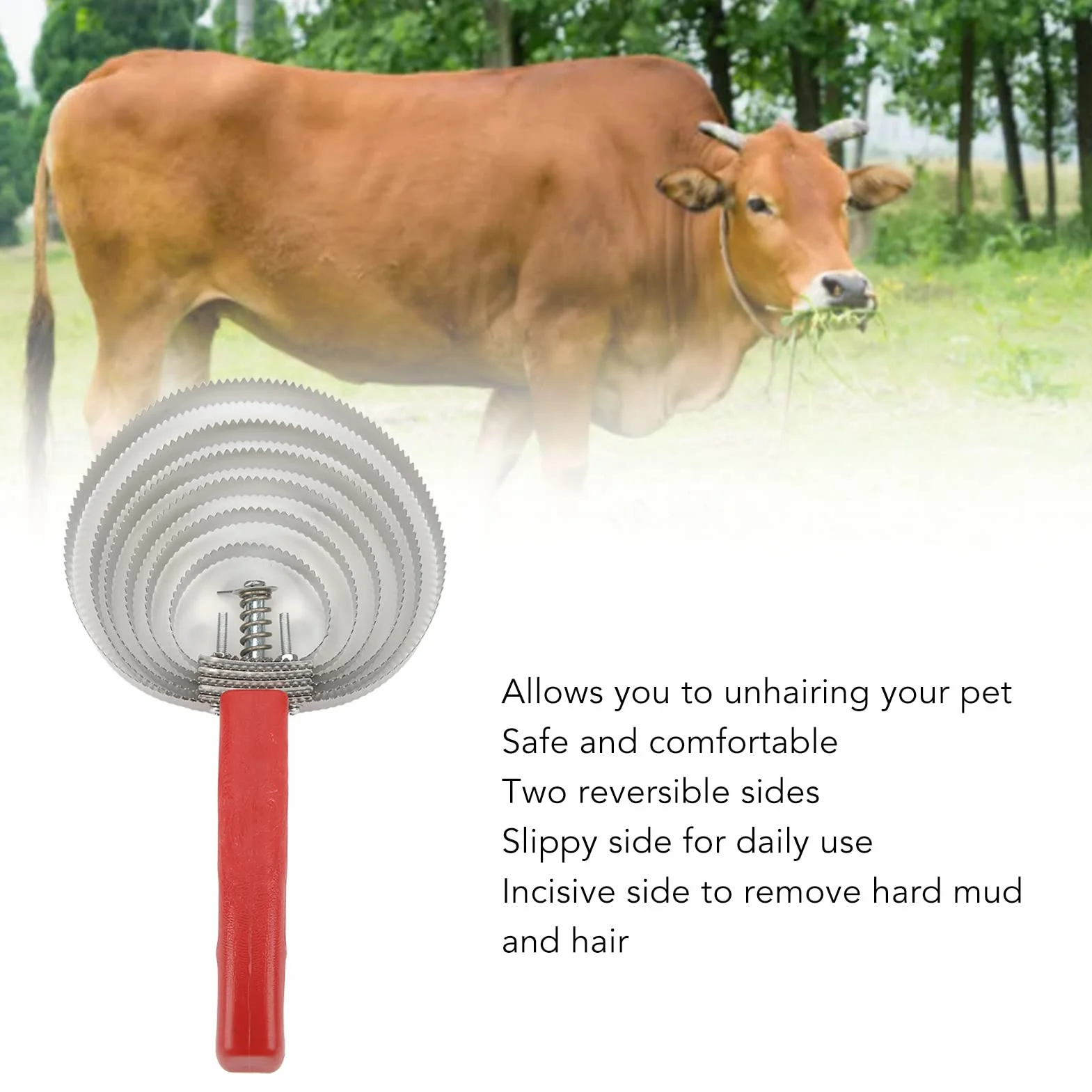 Curry Comb Peigne en Acier Inoxydable pour Chevaux, améliore l'expérience de Modification du rajeunissement des bovins, Un Traitement Doux, pour Les Animaux et Les Animaux, Moutons et bœuf