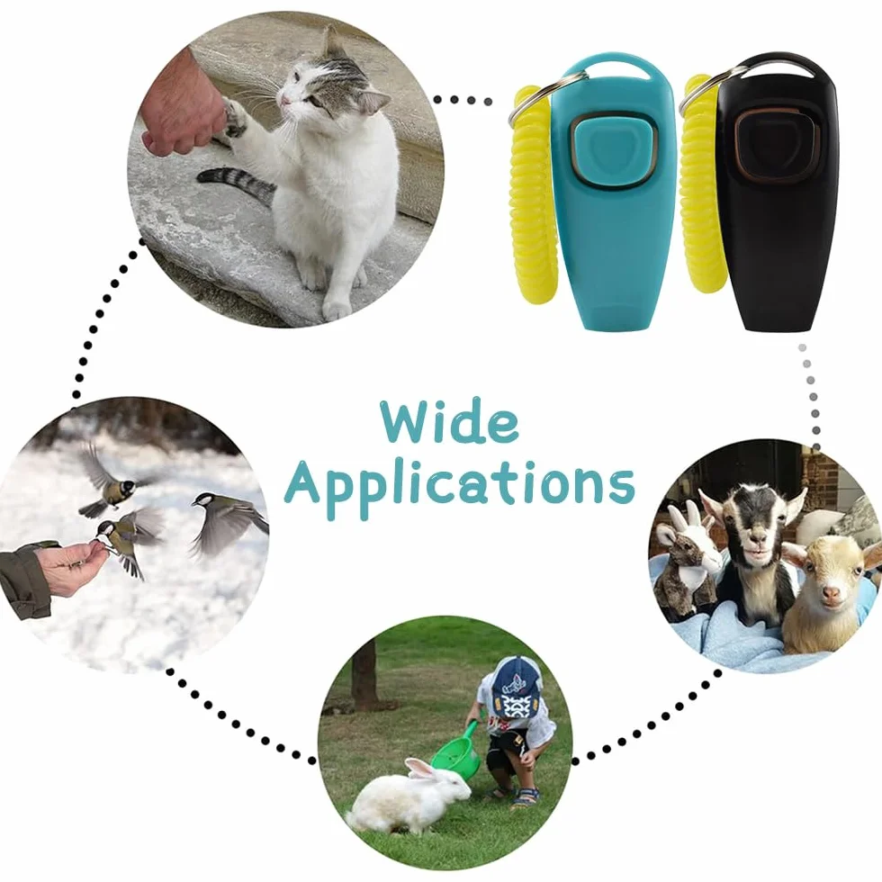 Cliqueur et Sifflet pour Chien - Lot de 2 Cliqueurs d'entraînement pour Chien avec Sangle de Poignet, Ensemble de Cliqueur et Sifflet Professionnel 2 en 1, Outils de Dressage pour Animaux de