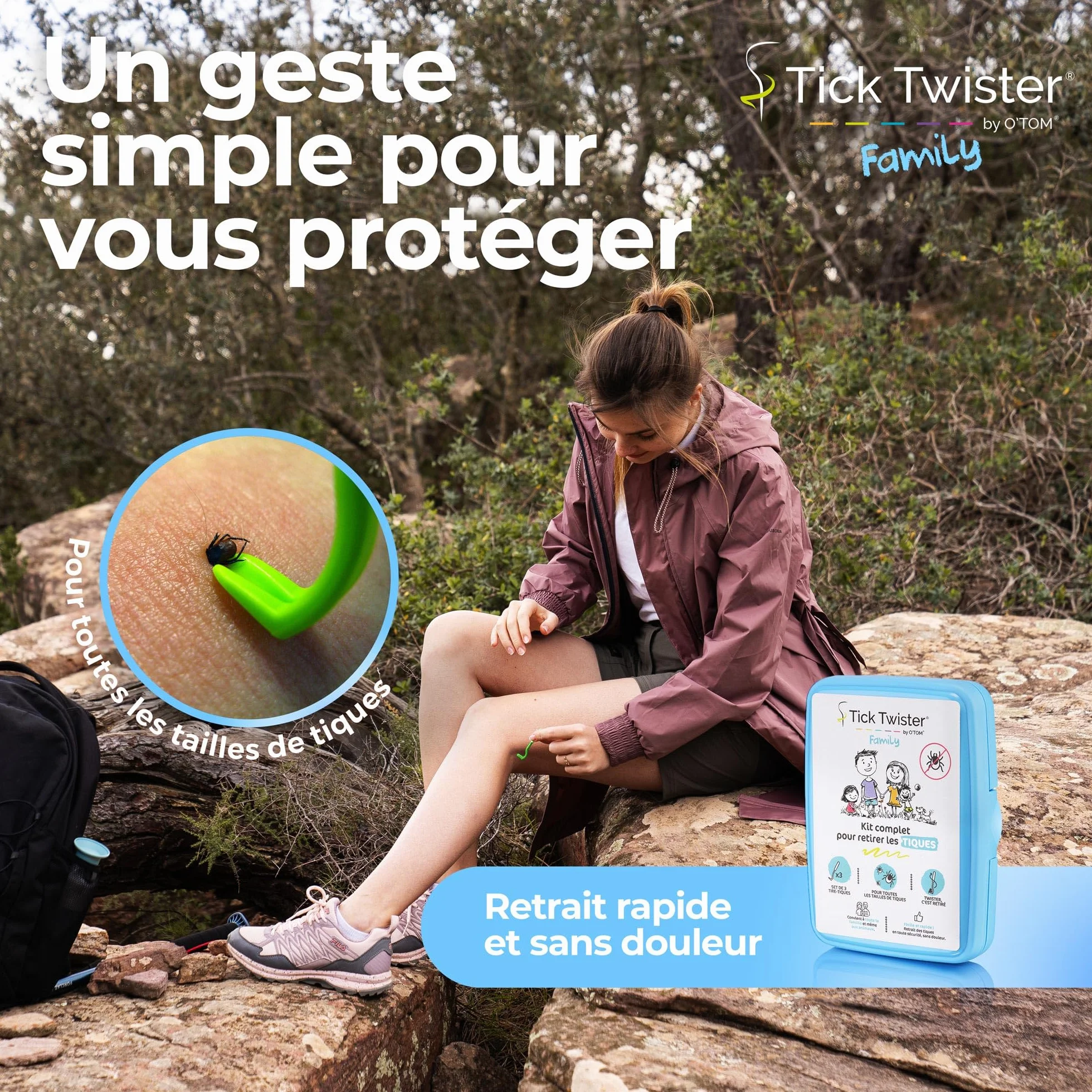 Kit Retrait Tique pour Chien Chat Humain – Pince à Tique Set 3, Lingettes Désinfectantes, Pansements, Loupe, Boîte Rangement