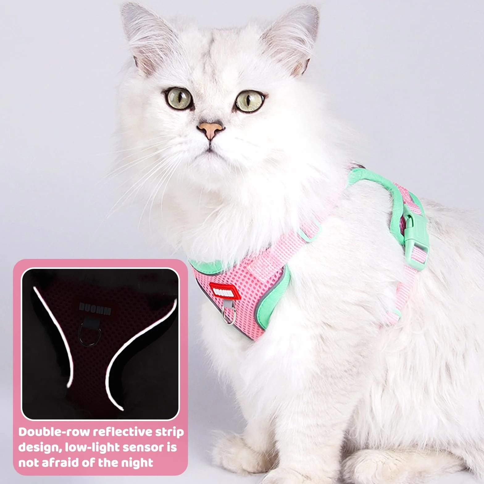 Harnais Chat avec Laisse Rétractable 3m, Réglable pour Chaton, Rose