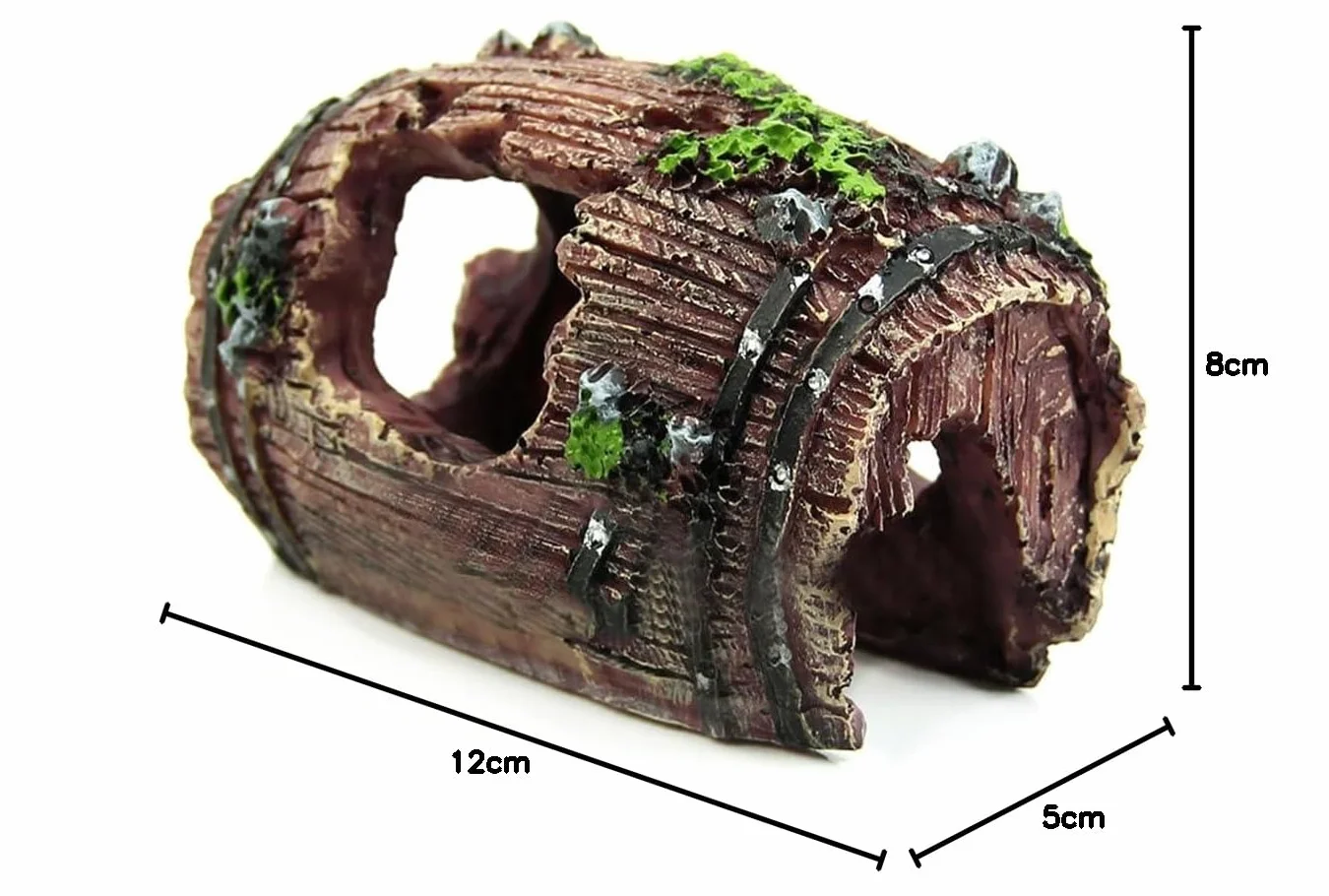 Résine Fish Tank Ornement brisé Barrel Cave Marron Style rétro