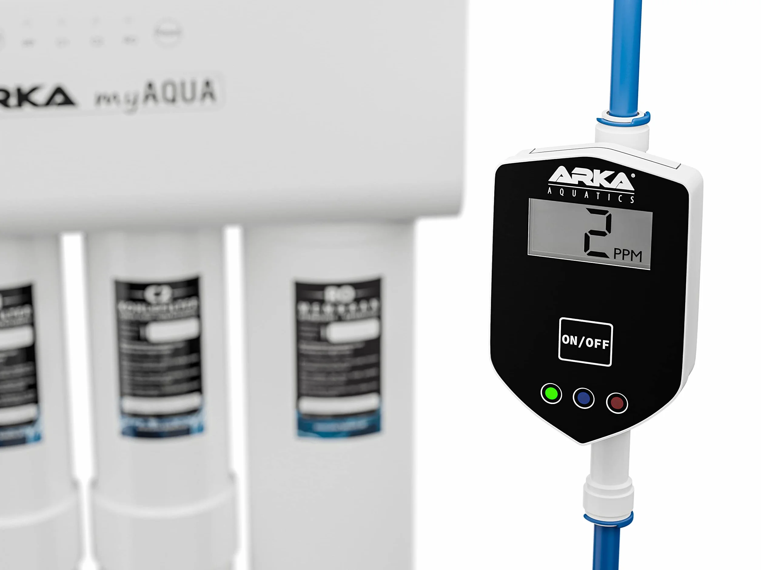 ARKA myAQUA Inline TDS Meter - Mesure TDS Continue, raccords 1/4 Pouce, Compact & précis, Parfait pour systèmes d'osmose Inverse & contrôle qualité de l'eau.