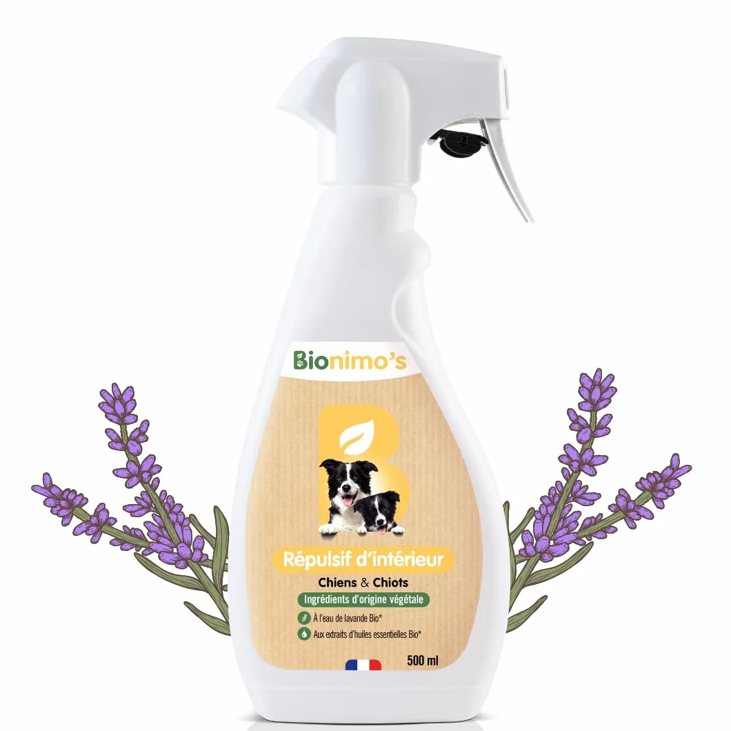Spray Répulsif Intérieur Anti-griffes Chiens Chiots Naturel Végétal Eau Lavande Bio Huiles Essentielles Bio 100% Français