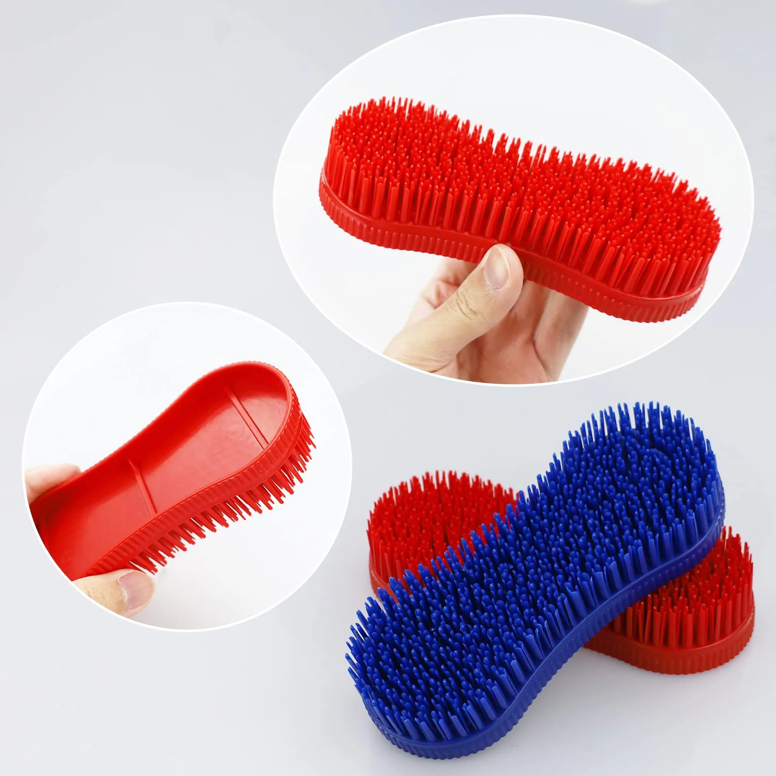 Lot de 2 brosses de nettoyage en silicone pour cheval – Outil de massage équestre
