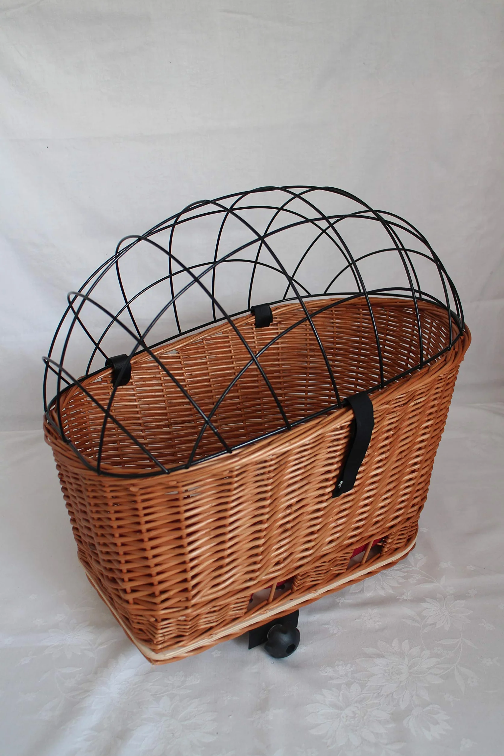 Marcus Panier de vélo pour chien XXL en osier avec grille métal coussin