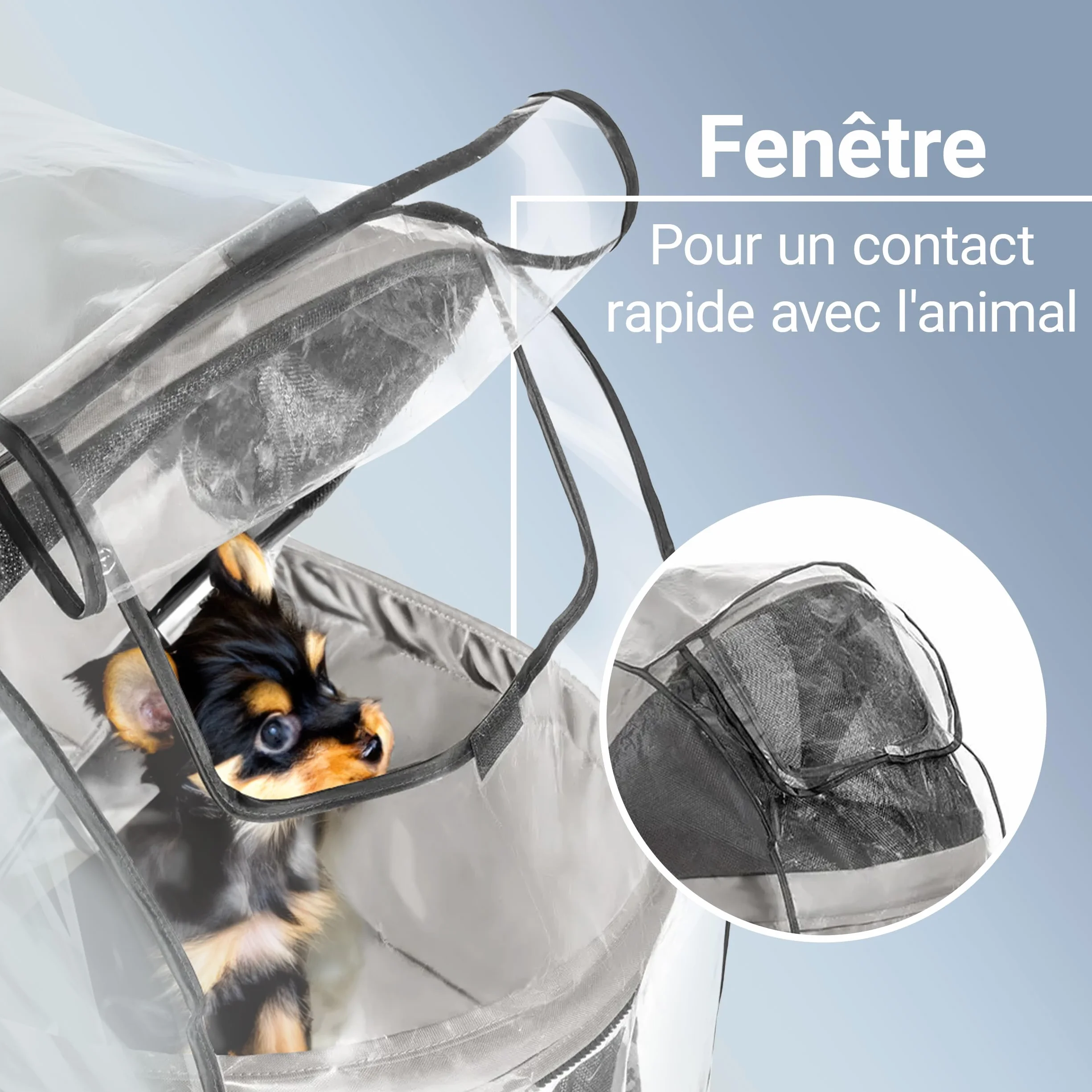 Zamboo Habillage Pluie pour Poussette Chien - Protection Pluie Transparente avec Fenêtre, Compatible TOGfit Pet Roadster