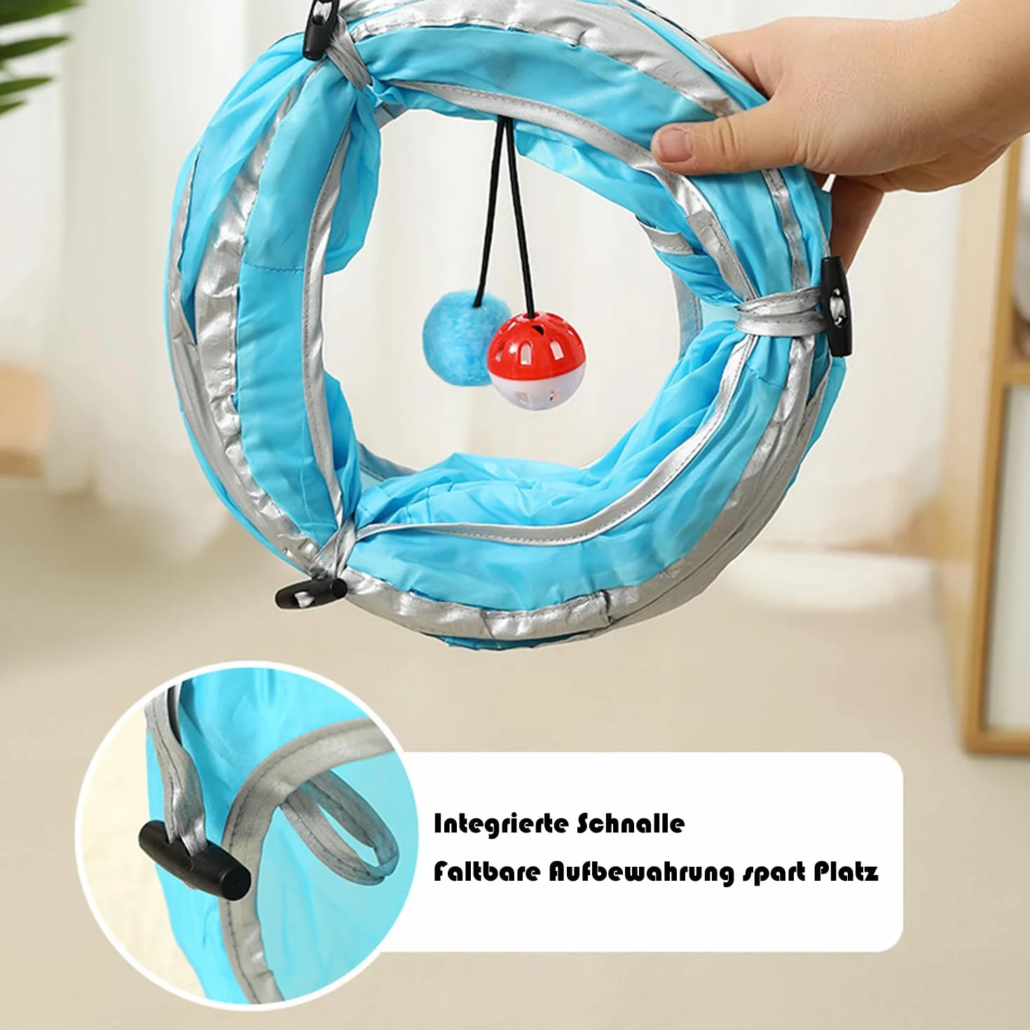 Tunnel de jeu pour chat arc-en-ciel 16 cm pliable jouet interactif