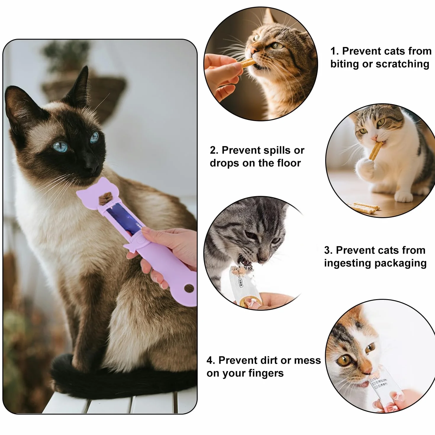 Cuillère à Friandises Chat, Mignonne et Multifonctionnelle Cuillère pour Chat for Aliments Humides Friandises à Lécher et Collations Liquides (Violette)