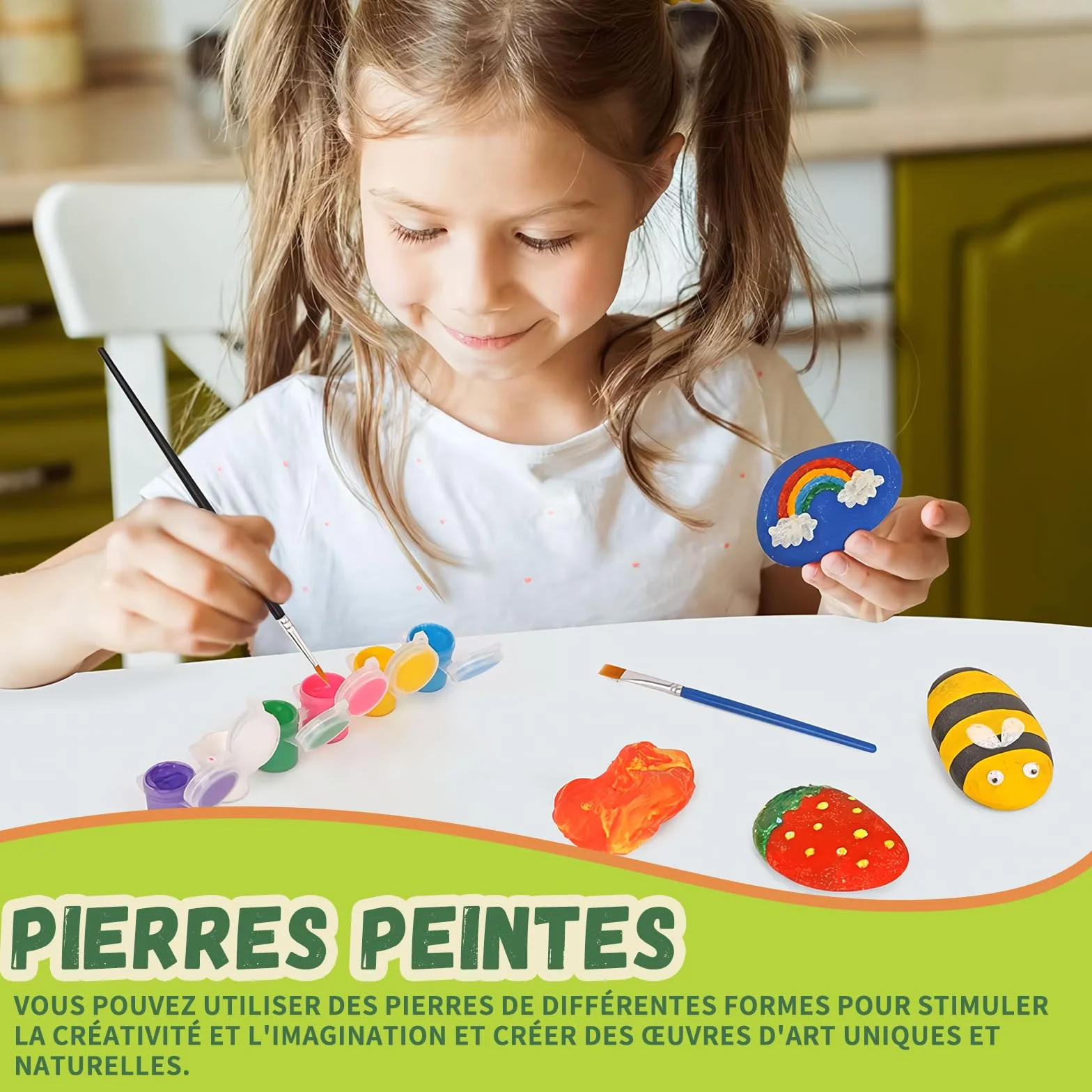 Galets à Peindre 5-8 cm – Pierres Naturelles Lisses et Plates pour Décoration Jardin, Bricolage, Blanche