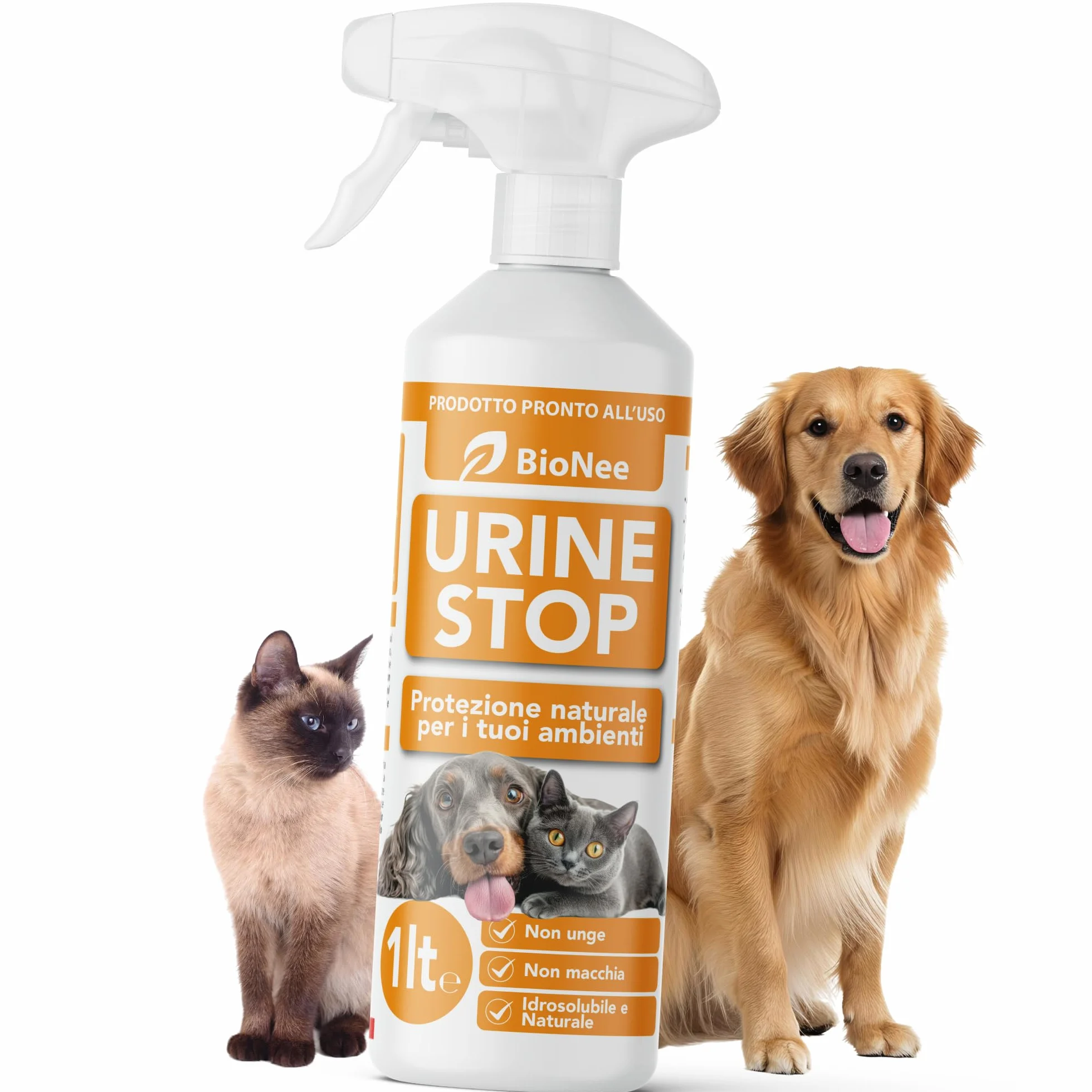 Bionee Urine Stop Spray Naturel pour Chiens et Chats 1L - Double action : Dishabituant aux Agrumes + Élimine les odeurs