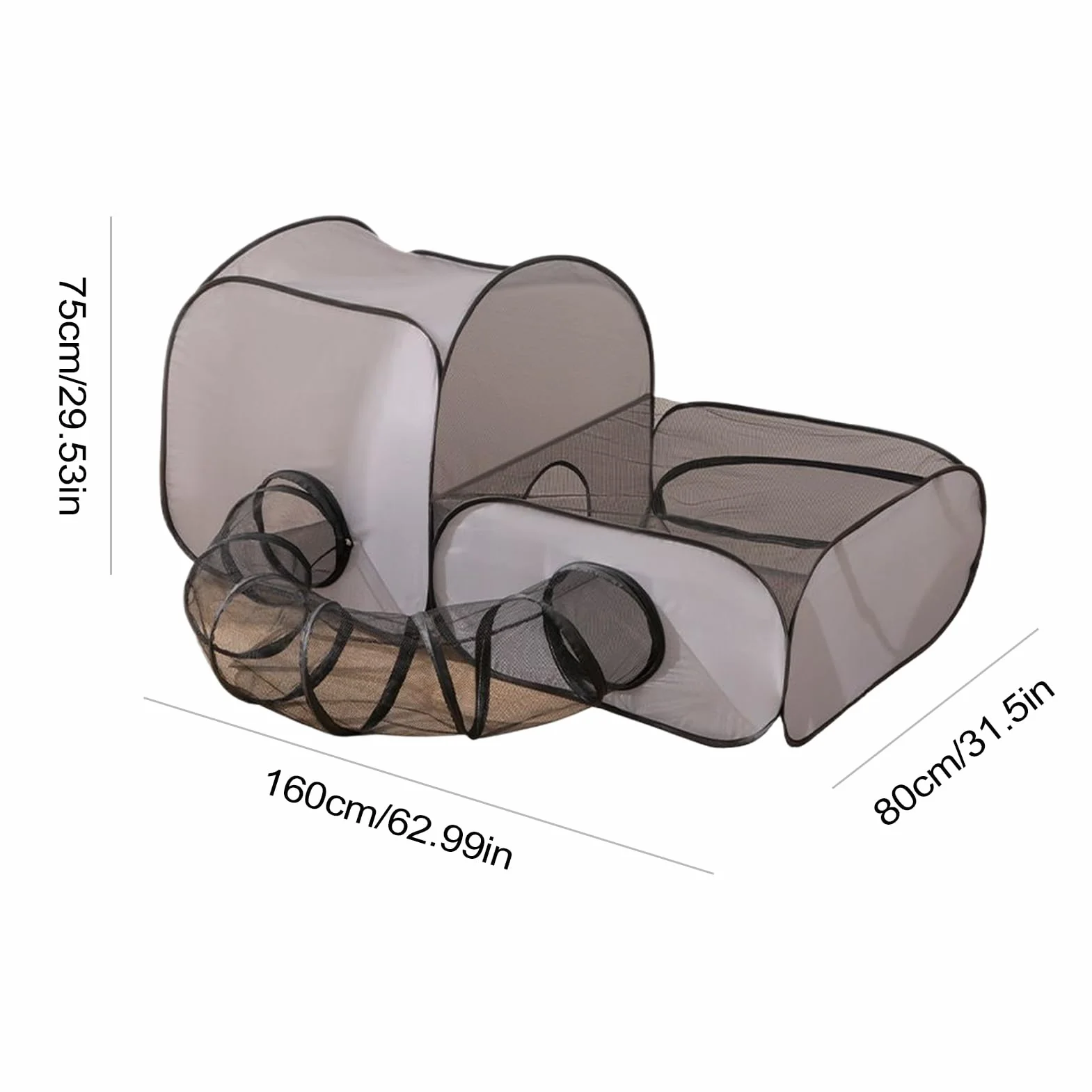 Parc Extérieur pour Chat avec Tunnel Circulaire et Clôture Pliable