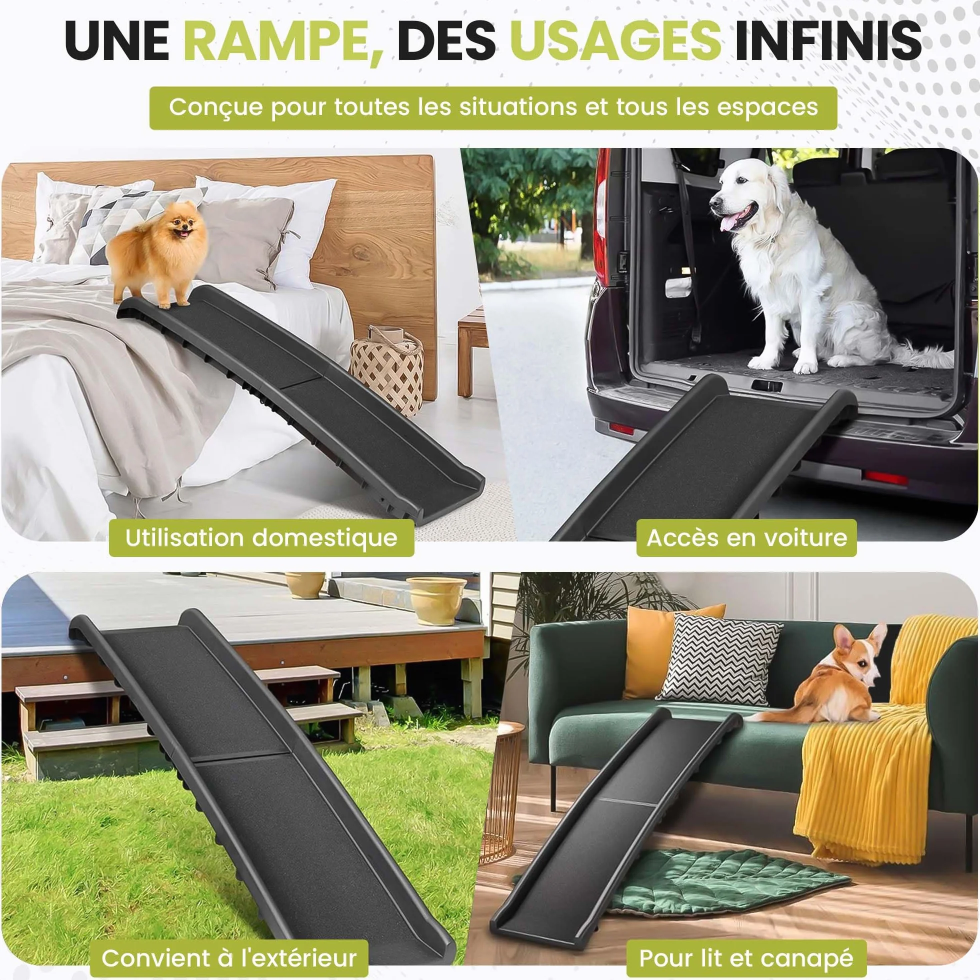 all Pets United® Rampe pour Chien et Chat Pliable Aide à l'entrée dans Le Coffre Escalier pour Animaux domestiques pour Grands et Petits Animaux (Rampe)
