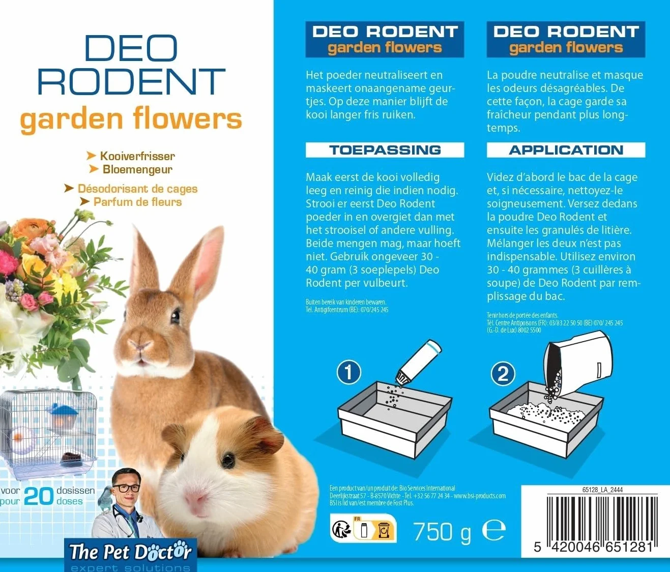 Désodorisant Spécial Cage à Rongeurs 750 g Parfum Fleurs