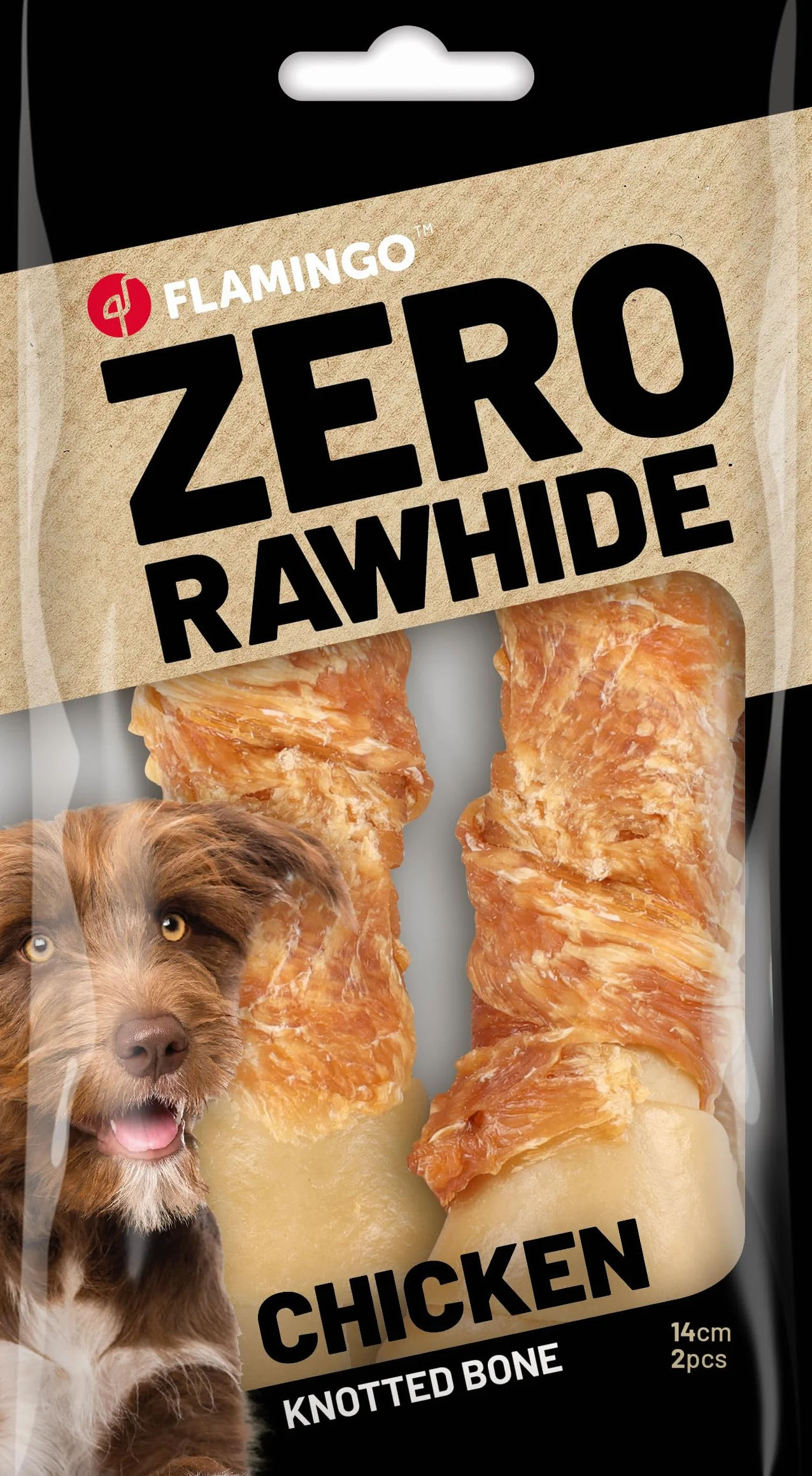 Flamingo Snack Os Noué pour Chiens Saveur Poulet 14 cm 2 Pièces 120 g