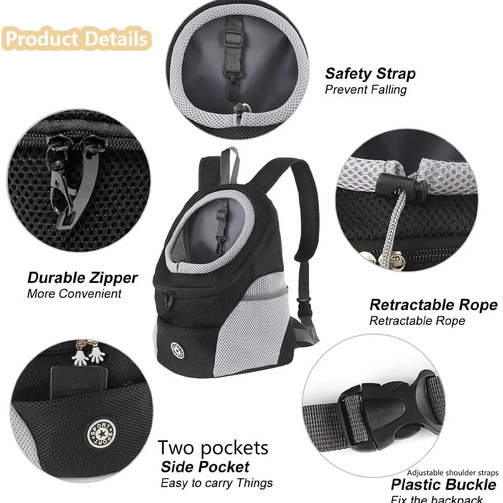 Sac à Dos Chien Porte Chien Ventral 7,5 kg Transport pour Chiens et Chats Pliable Ajustable Respirante