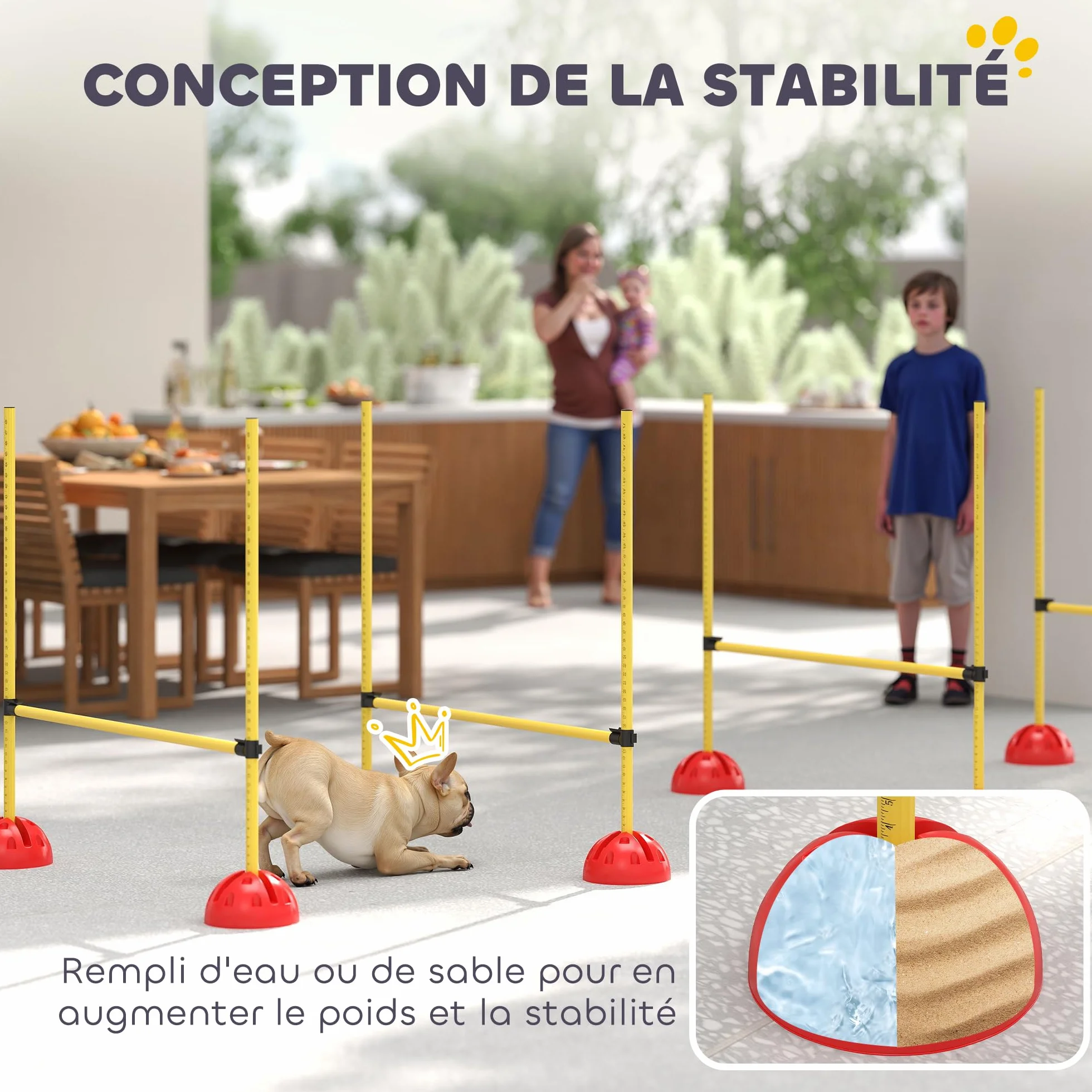 PawHut Kit d'Agilité pour Chien avec 4 Haies de Saut Réglables, Sac de Transport, Jaune et Orange