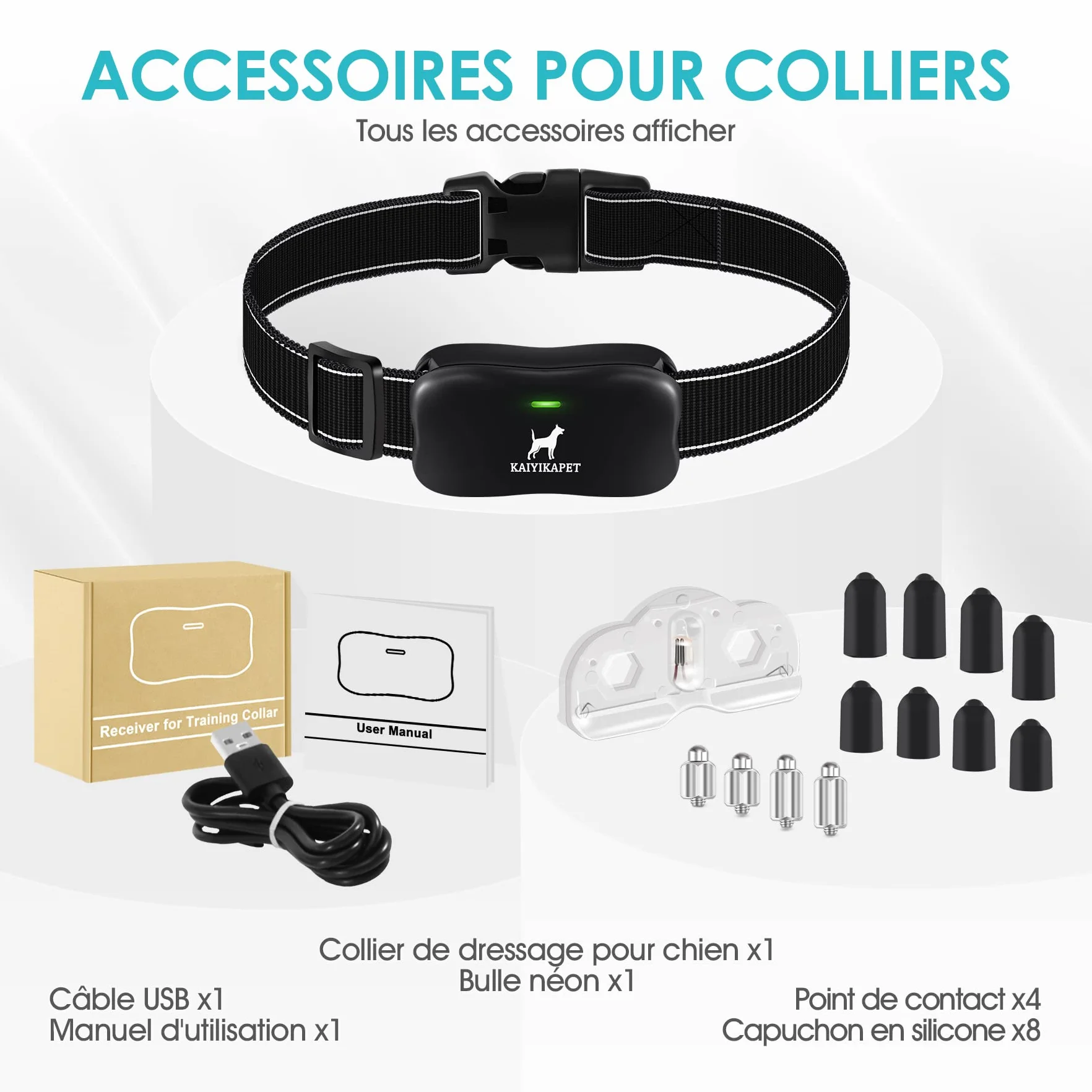 Récepteur Collier Dressage Chien, Simple sans Télécommande, 14 Niveaux Fonctionnalité Clôture