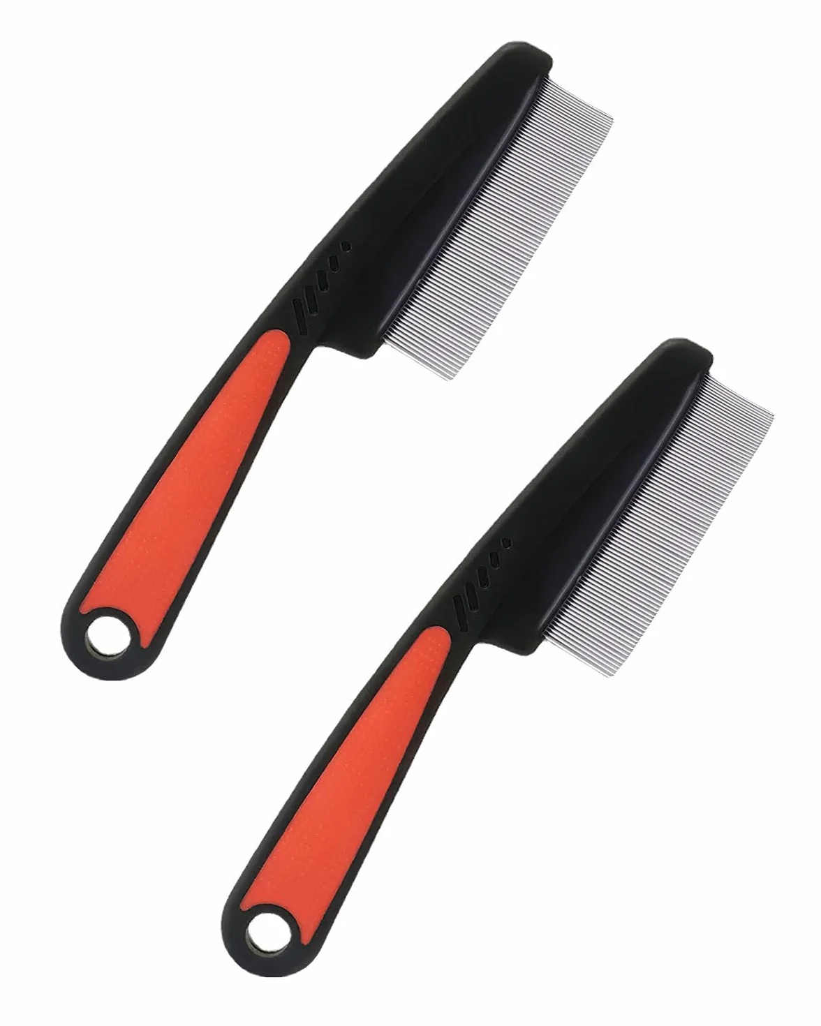 Peignes anti-puces professionnels pour chiens et chats - Lot de 2 - Acier inoxydable - Dents grossières et fines