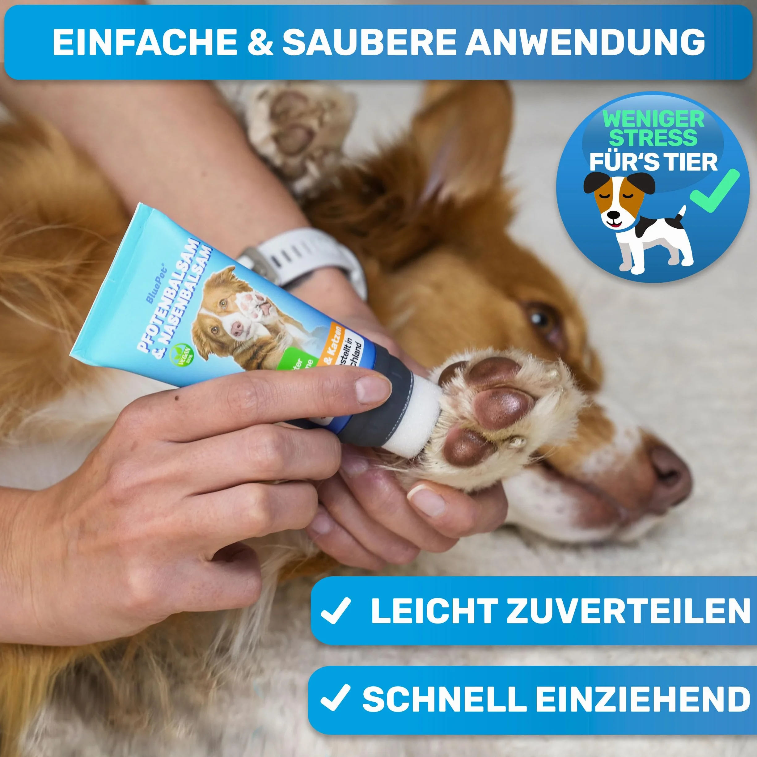 BluePet Baume Coussinet Chien, Creme Coussinet pour Pattes de Chien & Chat, Protection Neige & Chaleur, Cicatrisante & Antiseptique