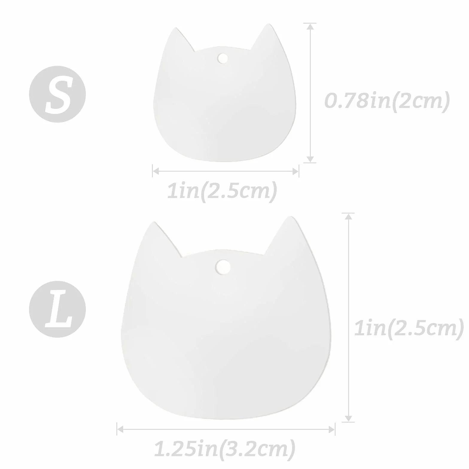 Uiopa 2pcs Medaille Chat avec Gravure, Acier Inoxydable Medaille Chien avec Gravure, Tête de Chat Medaille pour Chien Personnalisé Porte-adresse pour Colliers pour Chiens et Chats (Argent, Petit)