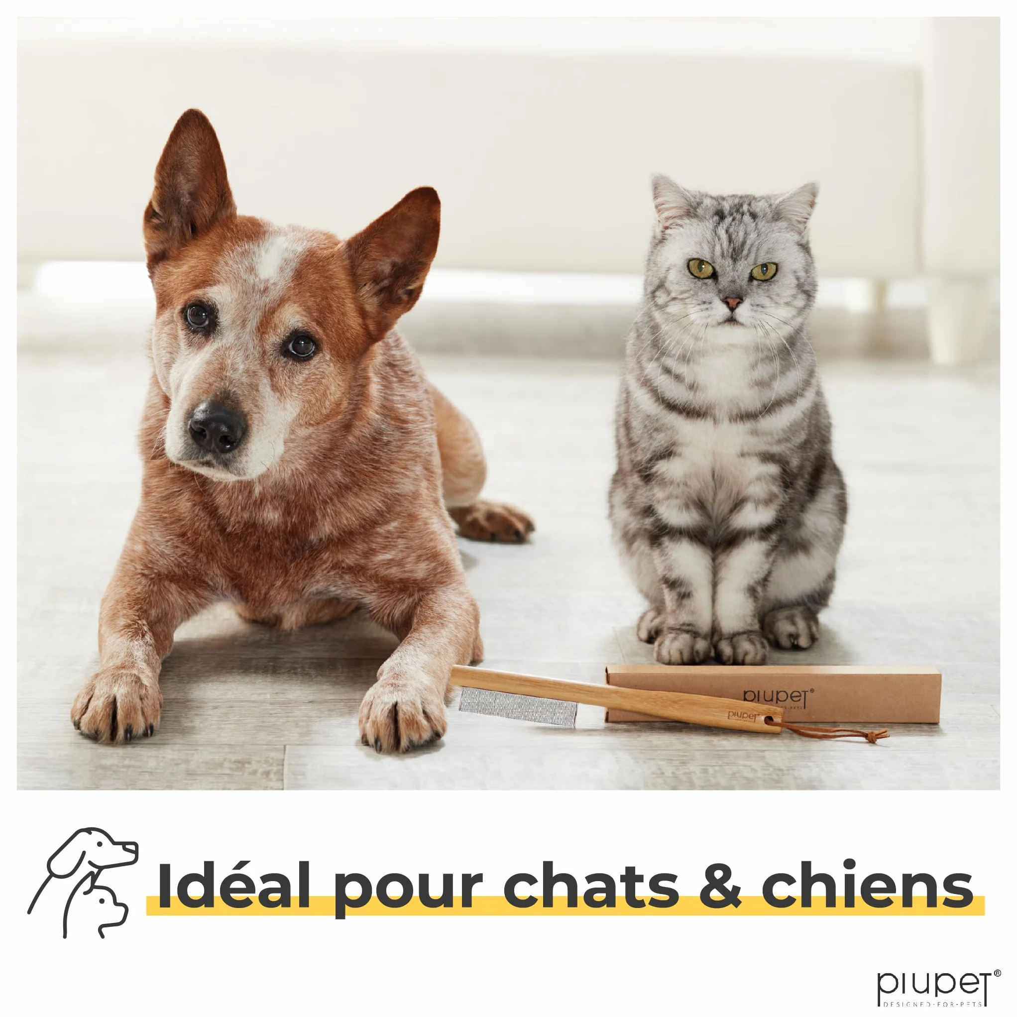 PiuPet Peigne Anti puces pour Chat Chien Brosse Anti-puces poux tiques