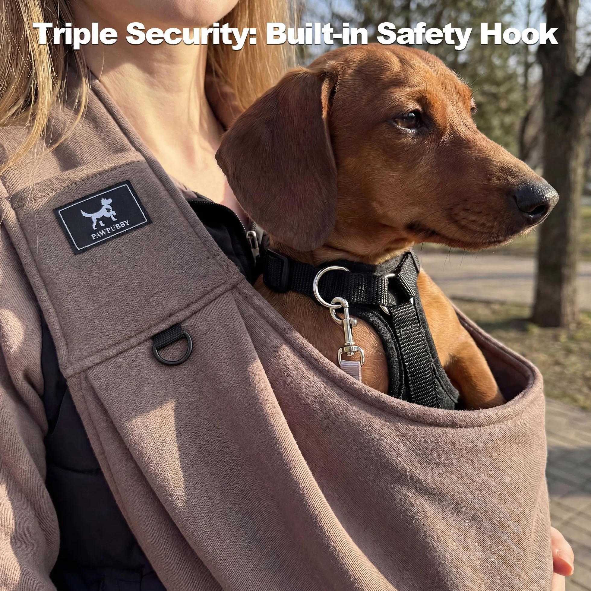 Écharpe de transport mains libres pour chien et chat petite taille bandoulière rembourrée réglable double boucles de sécurité