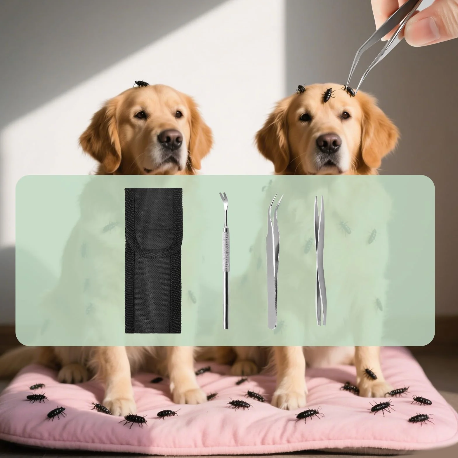 Zeckenzange Set 3-teilig en Acier Inoxydable pour Humains, Chiens et Chats
