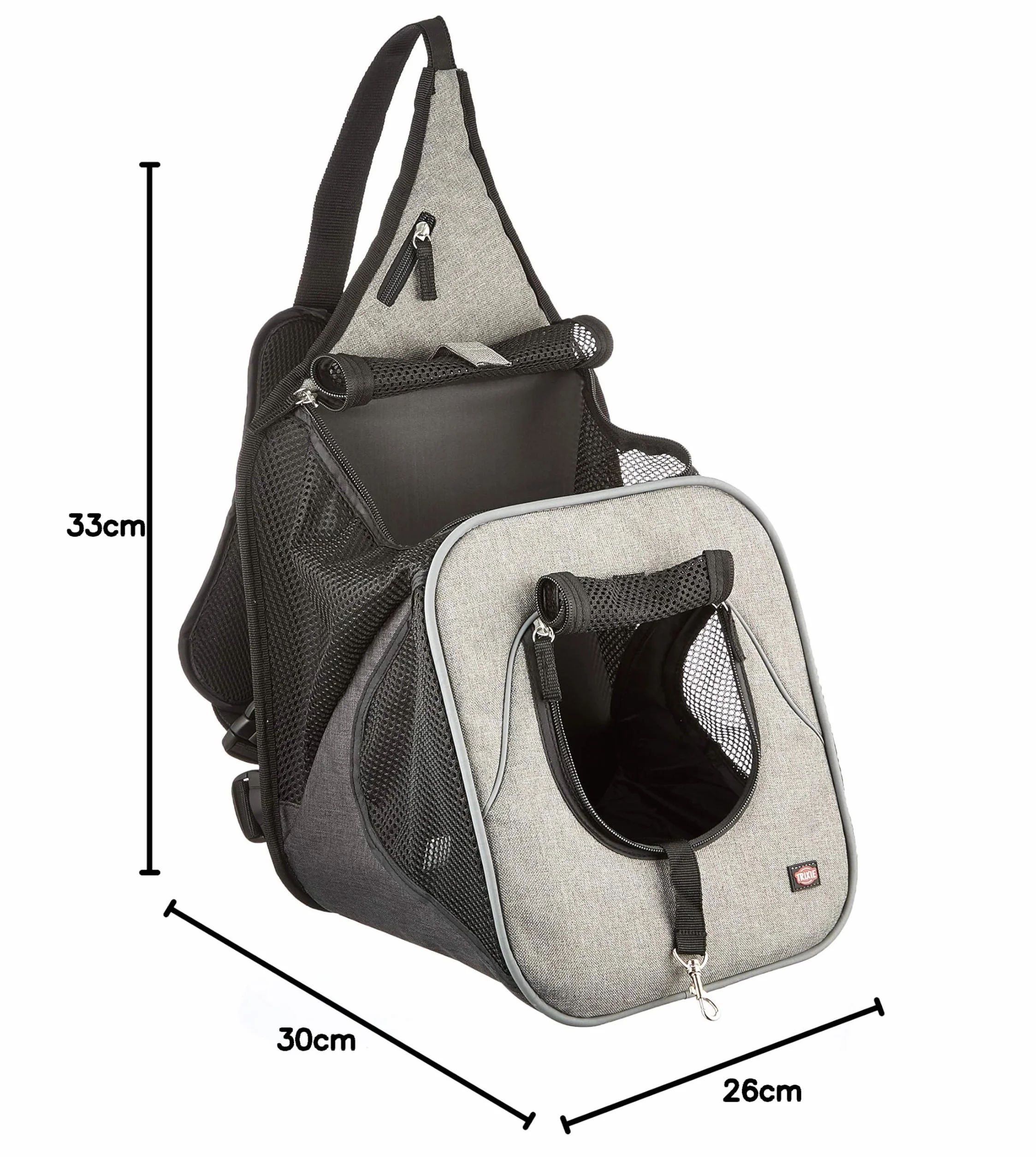 TRIXIE Sac ventral Savina en Nylon Noir/gris 30 × 33 × 26 cm