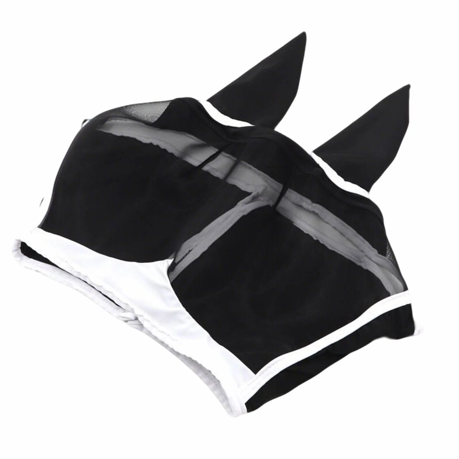 Masque Anti-Mouches pour Cheval - Filet Respirant Demi-Visage avec Oreilles,Sangle Élastique Demi-Masque en Mesh pour Cheval | pour Chevaux, bovins, élevage - Utilisation Toute