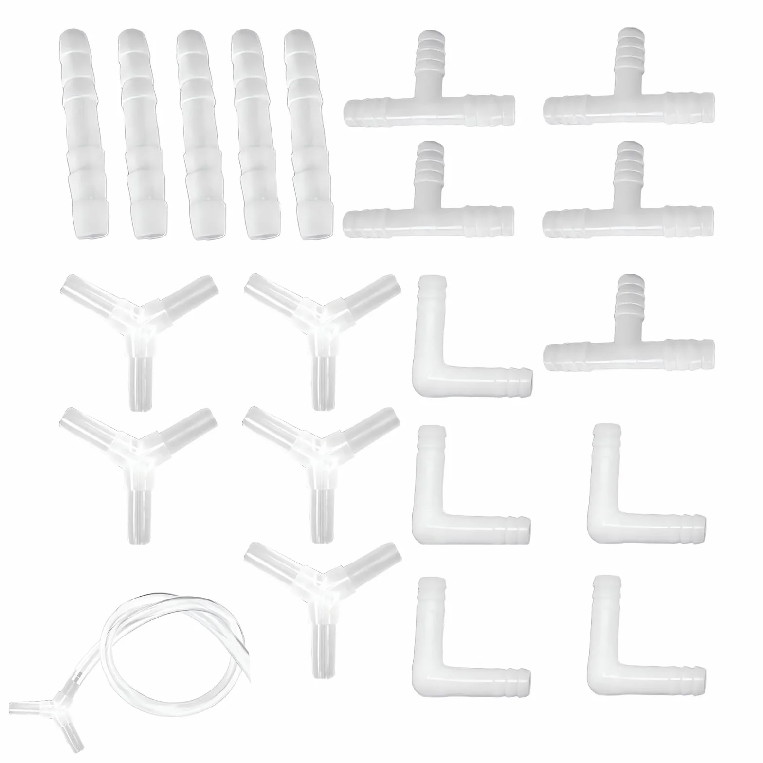 Aquarium Air Valve Connectors 20 Pcs Y T L I Tube Fittings Transparent Plastic