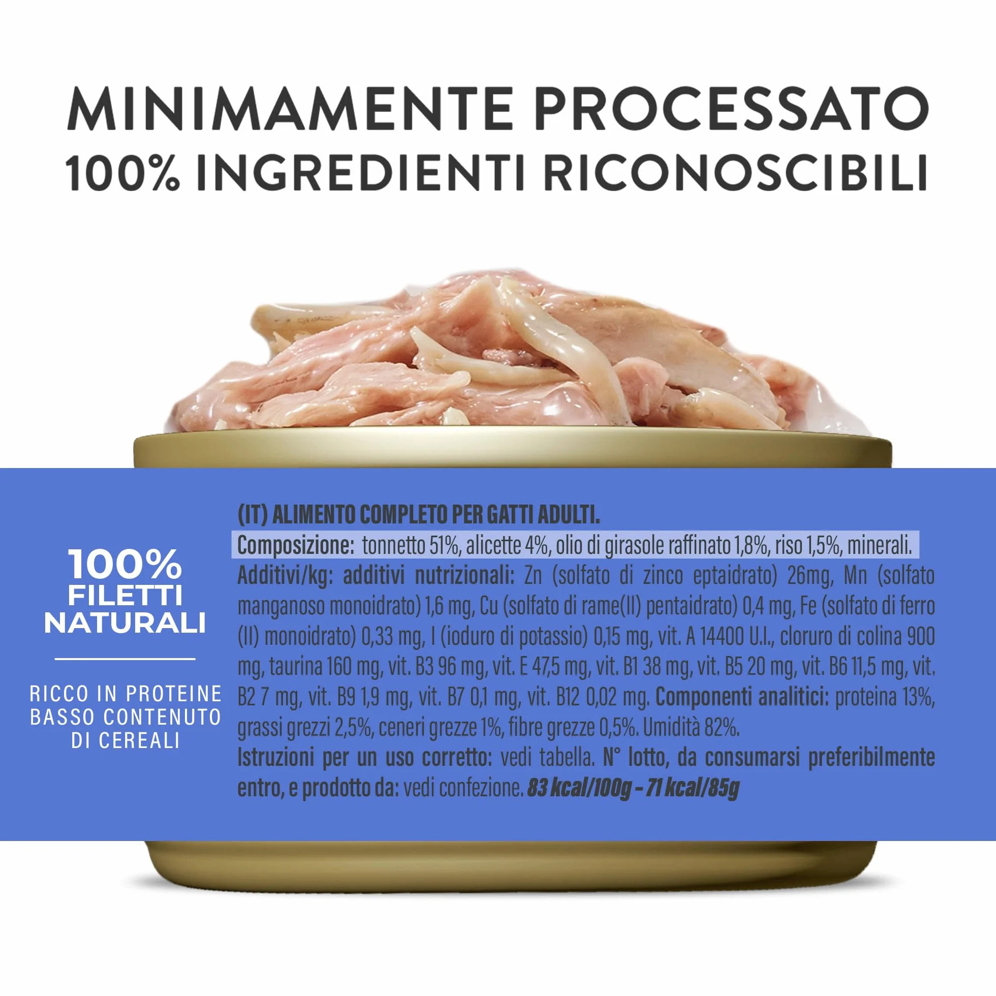 Schesir, Thon avec alicette en Bouillon, Nourriture Humide complète pour Chats, en Conserve, avec des vitamines supplémentaires, 100% Naturel, 6 x 85 g